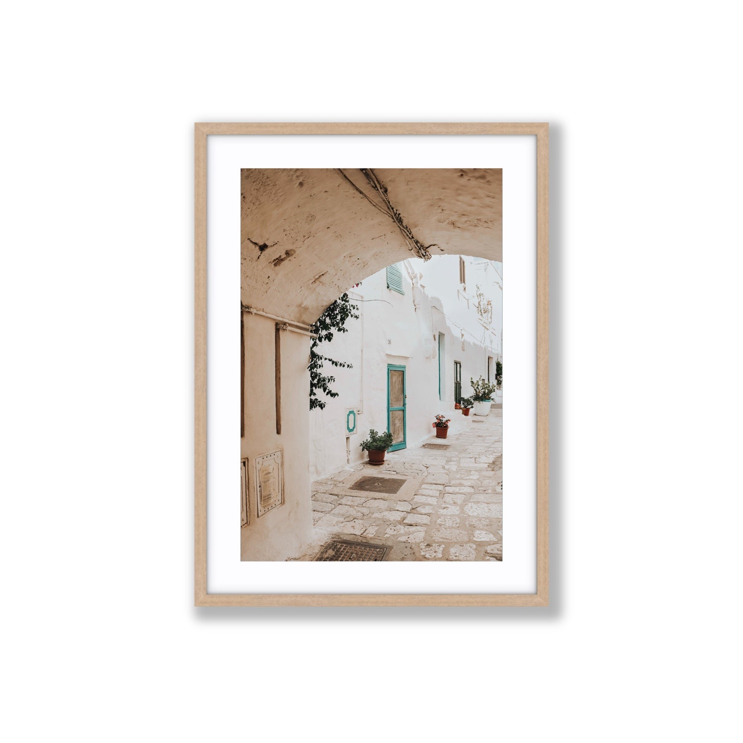 La Citta Bianca Puglia La Città Bianca wall art Large fine art print in natural oak frame with matboard