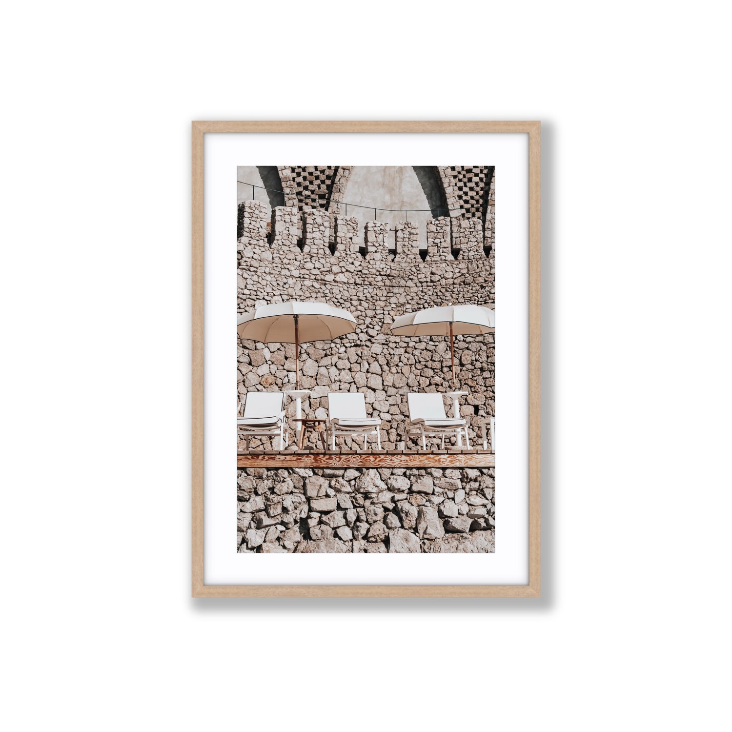 Pietra Amalfitana fine art print, Amalfi, Italy, luxury escapes artwork, Large, Natural Oak Frame · Matboard, Fine Art Print