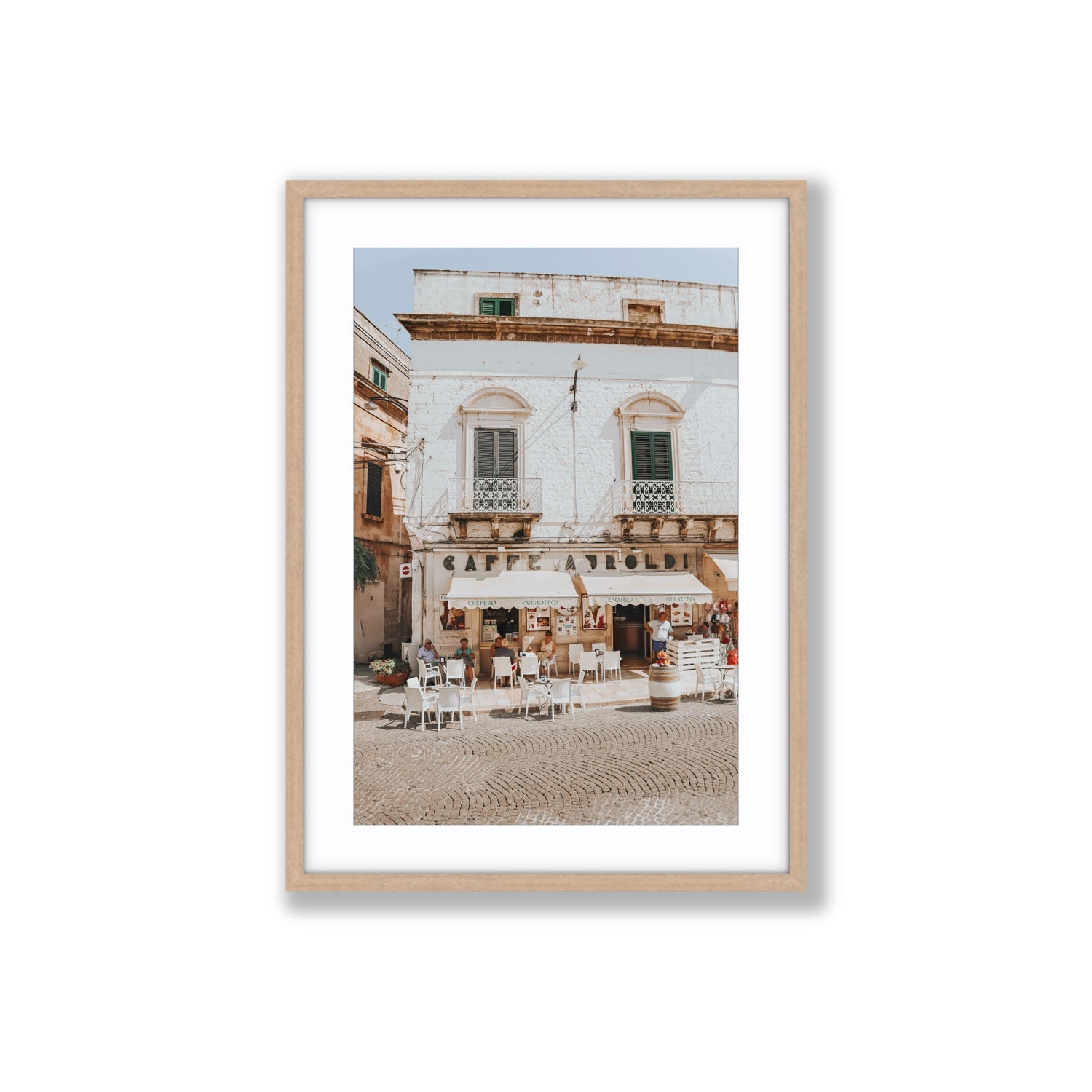 L'Ora di Pranzo Puglia L’Ora di Pranzo Italian art print Large fine art print in natural oak frame with matboard