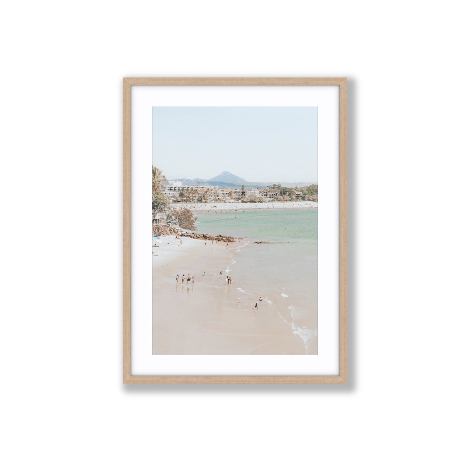 Little Cove Shallows fine art print, Noosa, Australia, coastal scenes artwork, Large, Natural Oak Frame · Matboard, Fine Art Print
