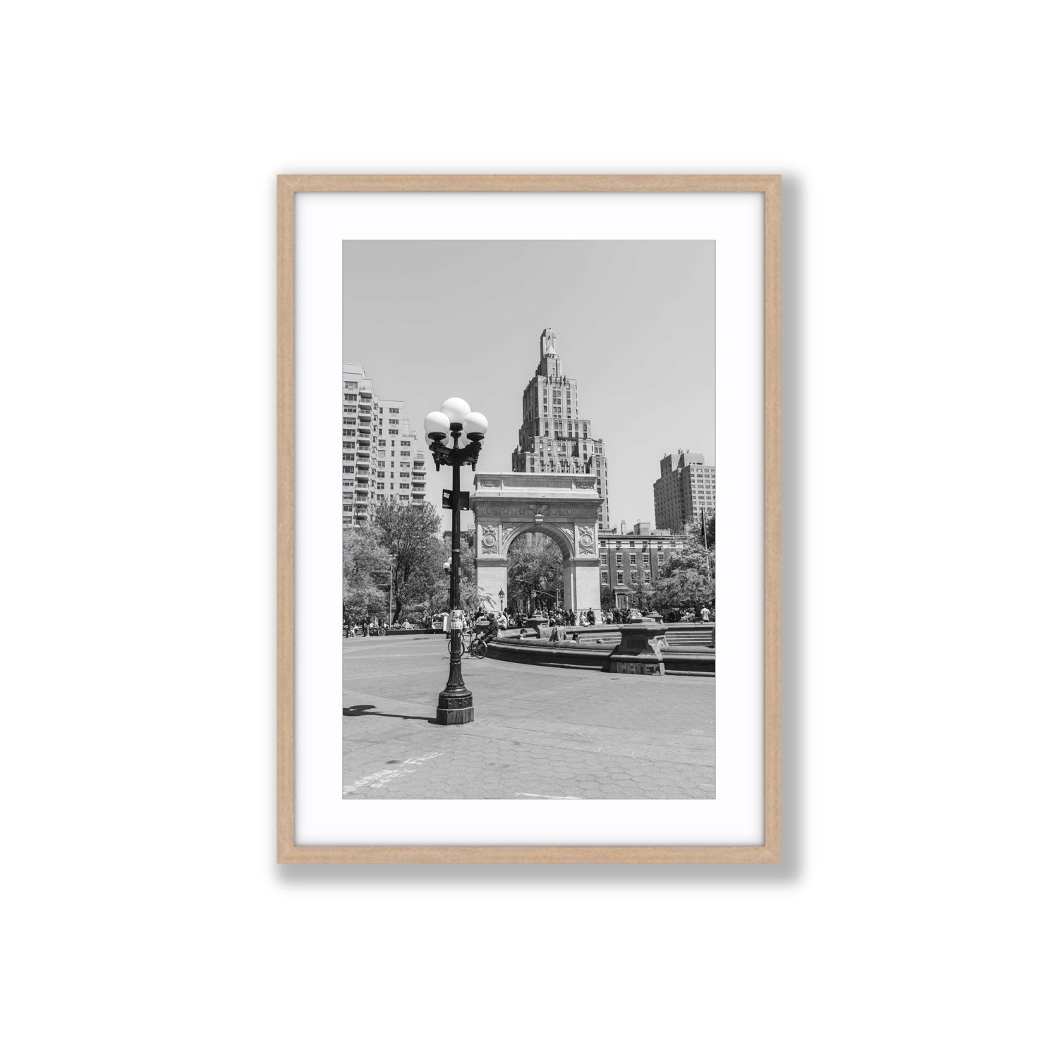Pole Position New York NYC Black & White wall art Large fine art print in natural oak frame with matboard