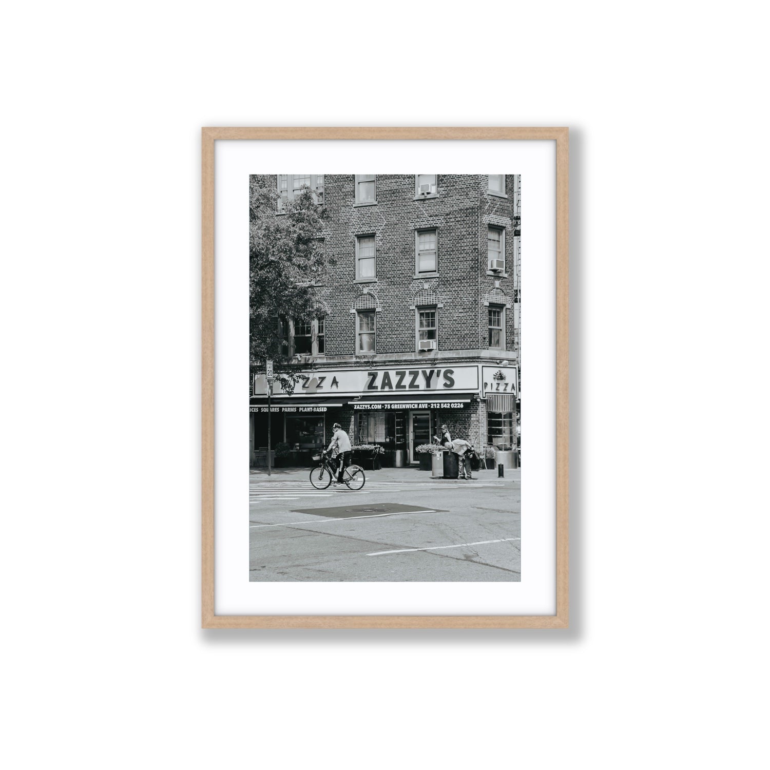 Zazzy's New York NYC Black & White wall art Large fine art print in natural oak frame with matboard