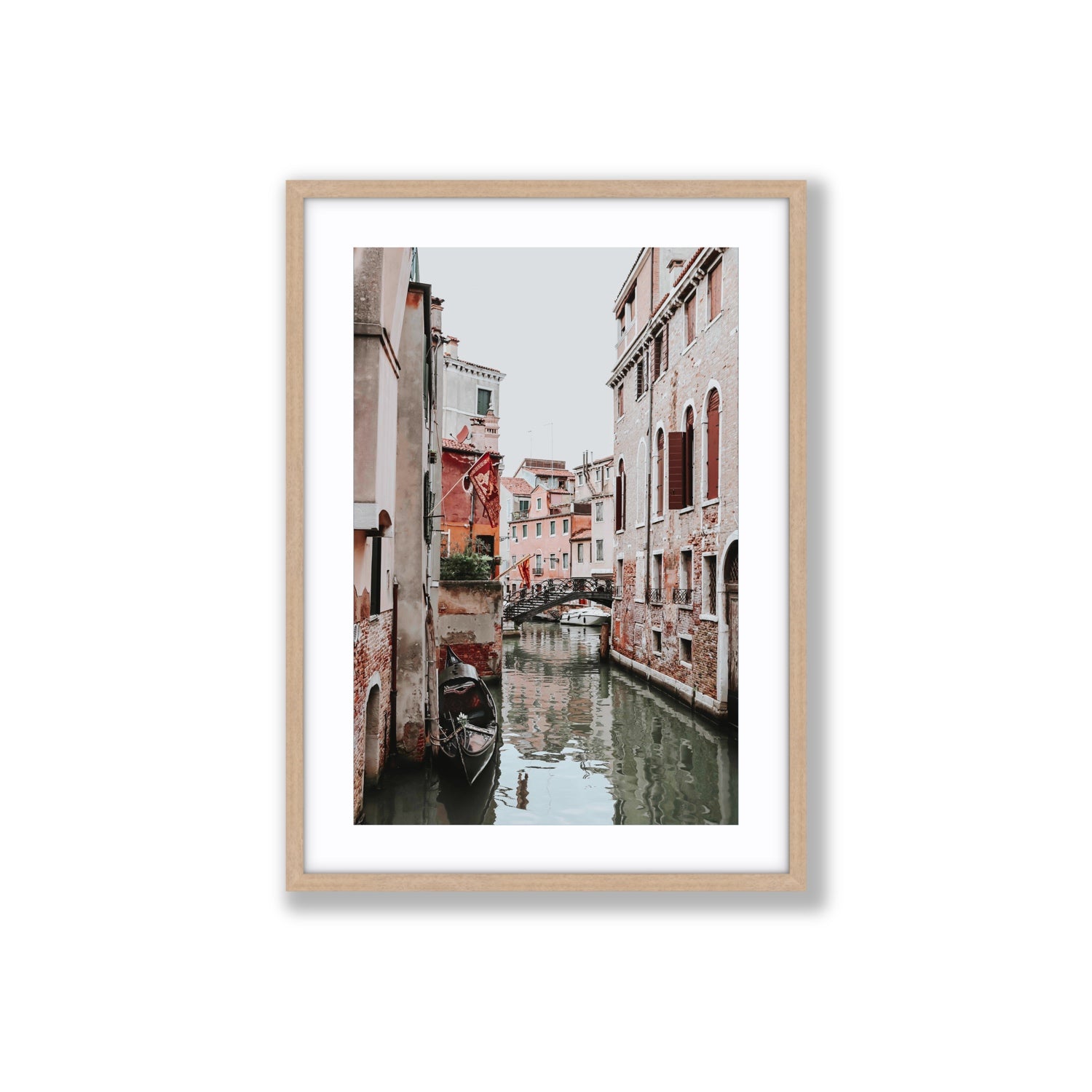 Laguna Veneta Venice Italian wall art Large fine art print in natural oak frame with matboard