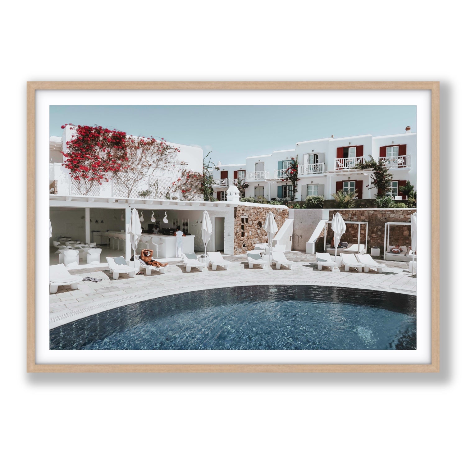 Got The First Lounge fine art print, Mykonos, Greece, Statement, Natural Oak Frame · Matboard, Fine Art Print