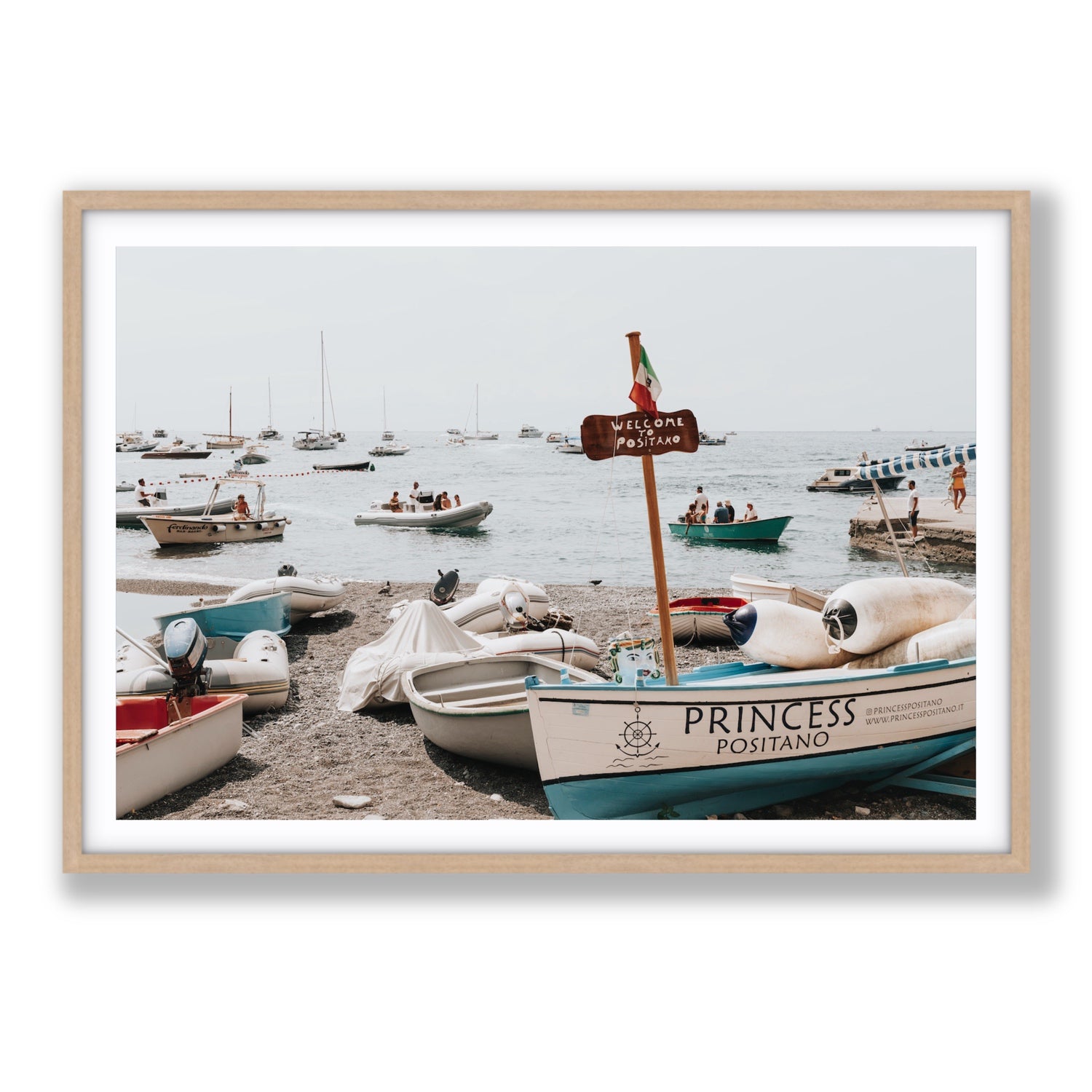 Princess Positano fine art print, Positano, Italy, Statement, Natural Oak Frame · Matboard, Fine Art Print