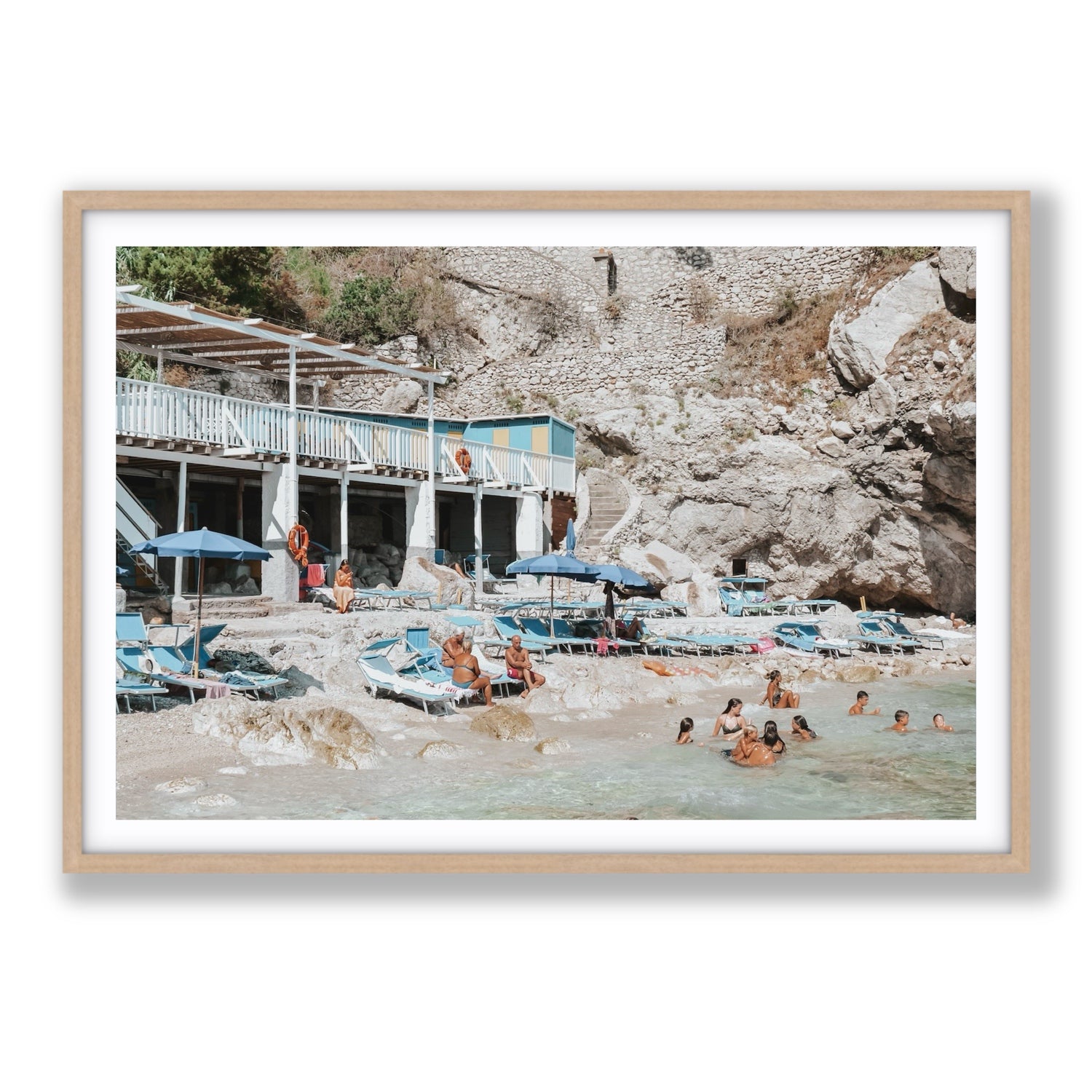Beachside Bronze fine art print, Capri, Italy, Statement, Natural Oak Frame · Matboard, Fine Art Print