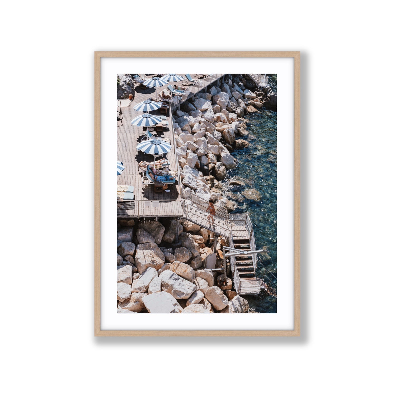 Life On The Shore fine art print, Ischia, Italy, Extra Large, Natural Oak Frame · Matboard, Fine Art Print