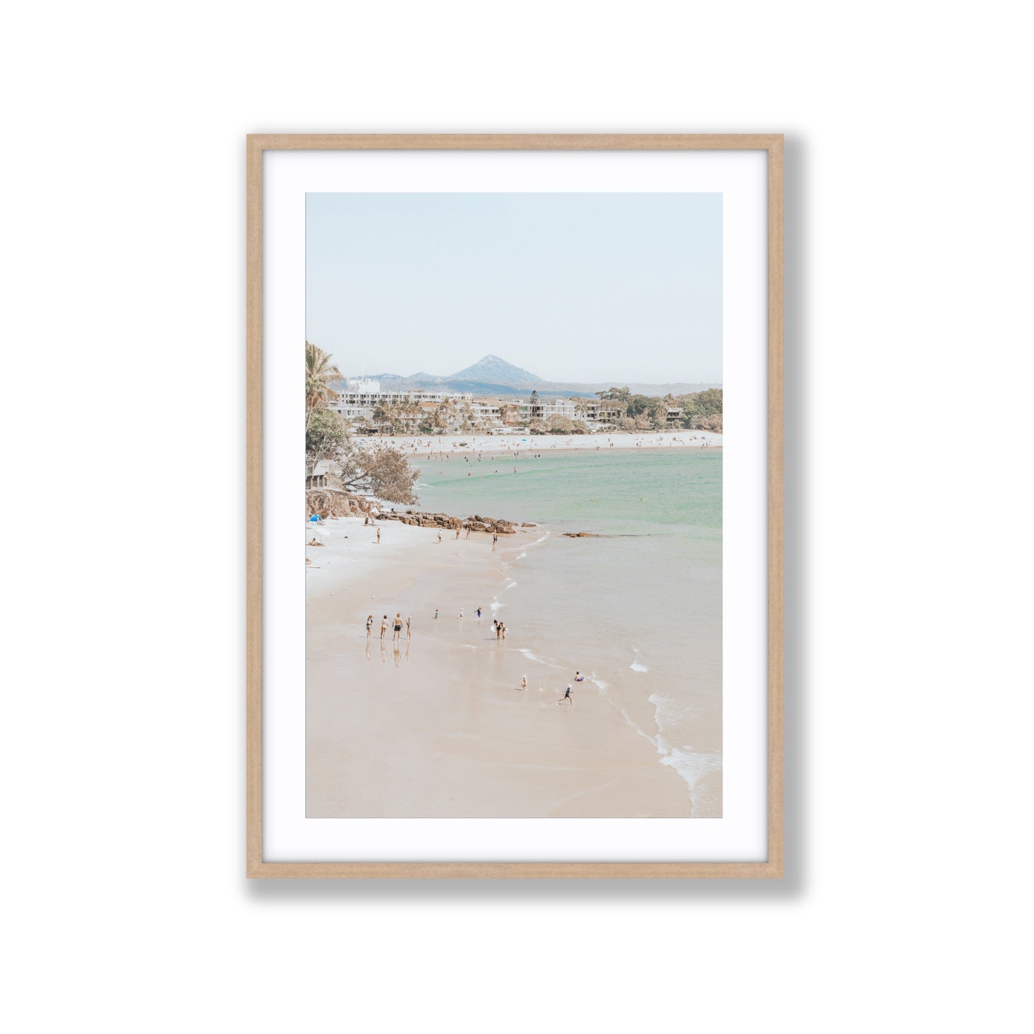 Little Cove Shallows fine art print, Noosa, Australia, coastal scenes artwork, Extra Large, Natural Oak Frame · Matboard, Fine Art Print