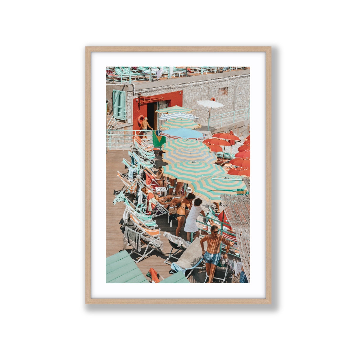 Colourful Canopy fine art print, Capri, Italy, Extra Large, Natural Oak Frame · Matboard, Fine Art Print