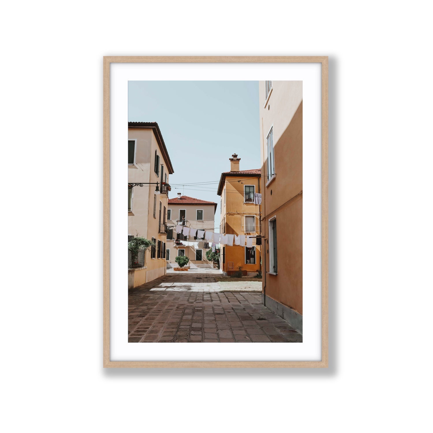 Terraferma Venice Italian wall art Extra Large fine art print in natural oak frame with matboard