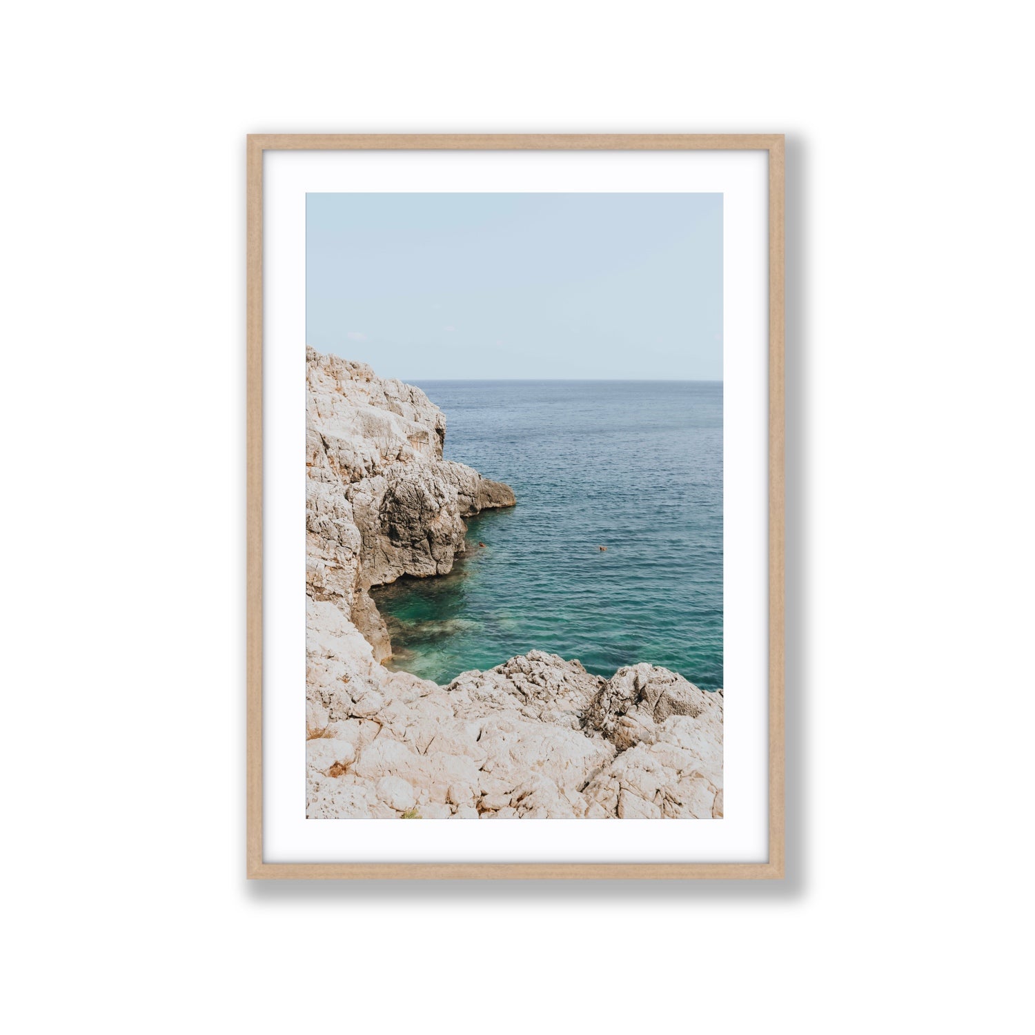 Healing Immersion Puglia Wall Mediterranean fine art print Extra Large fine art print in natural oak frame with matboard