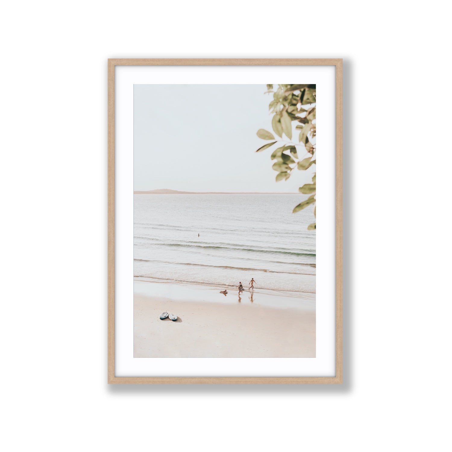 Walking On Sunshine fine art print, Noosa, Australia, coastal scenes artwork, Extra Large, Natural Oak Frame · Matboard, Fine Art Print