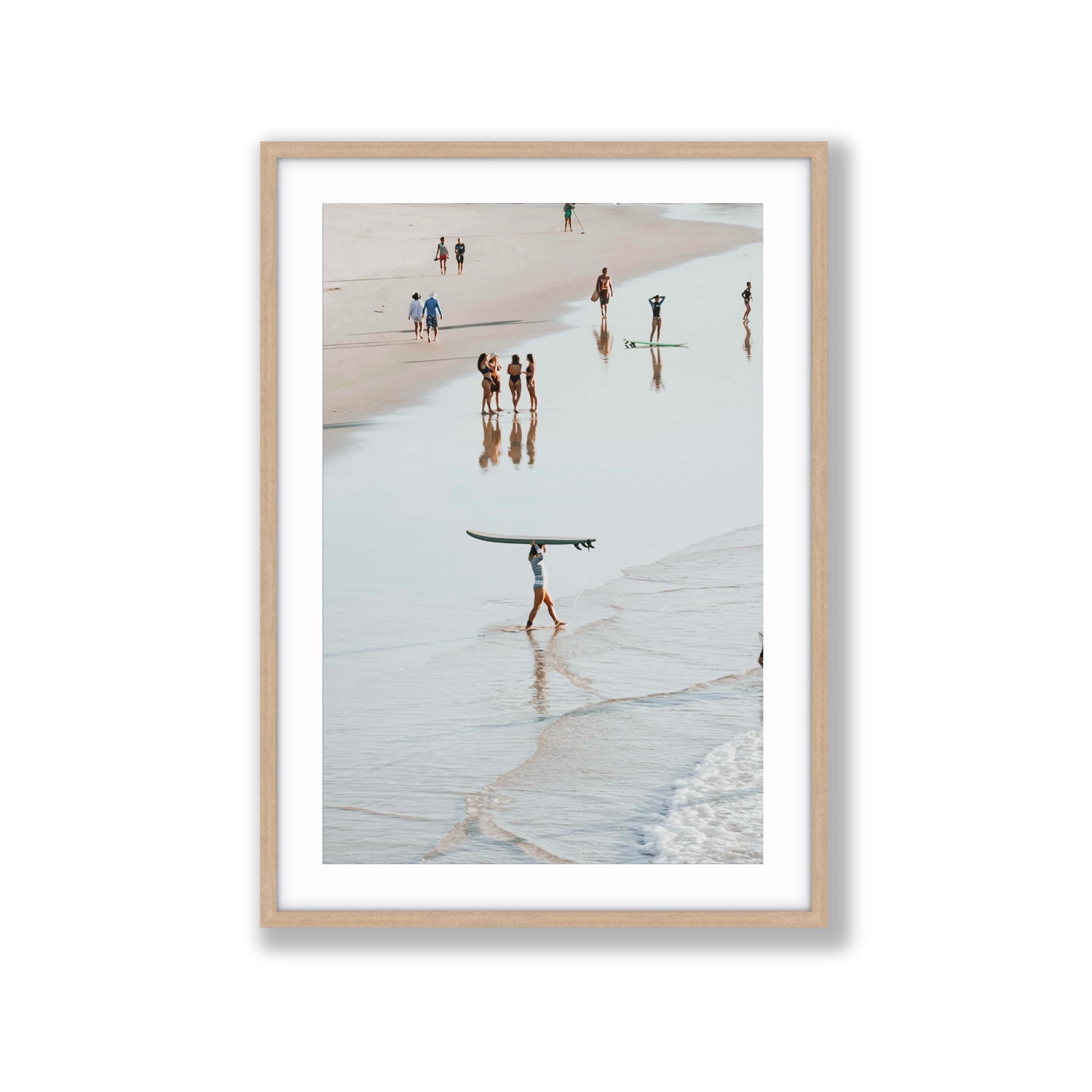 Bailey Byron Bay beach coastal decor wall art Extra Large fine art print in natural oak frame with matboard