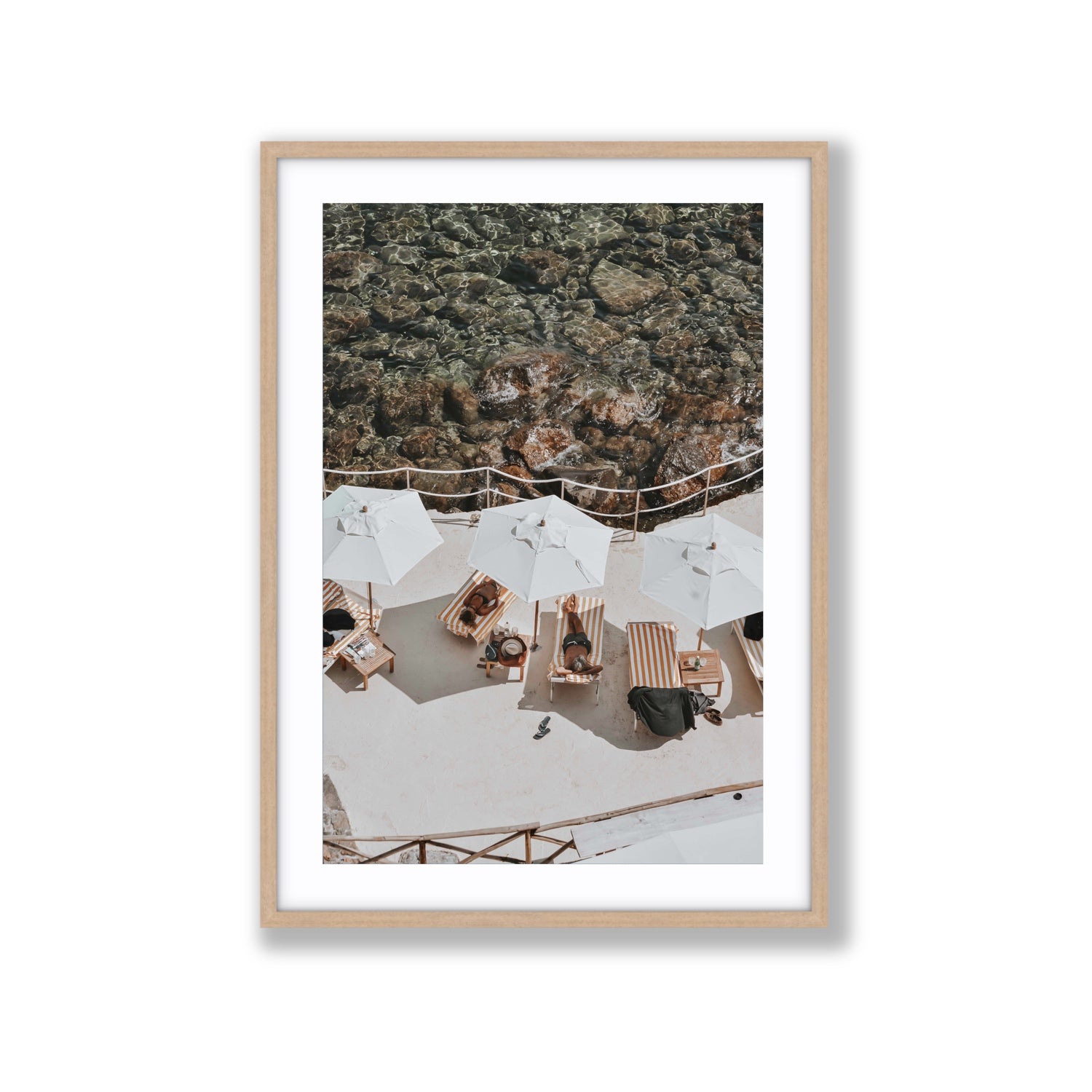 When Harry Met Sally Tuscany coastal wall art Extra Large fine art print in natural oak frame with matboard