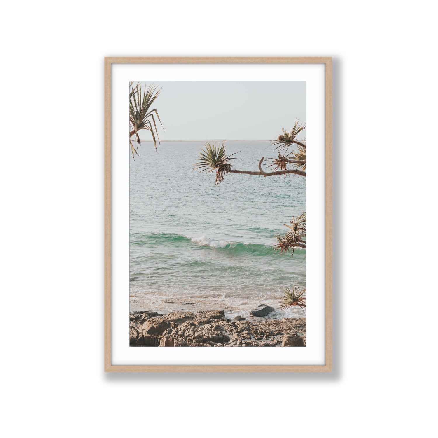 Good Vibrations fine art print, Noosa, Australia, coastal scenes artwork, Extra Large, Natural Oak Frame · Matboard, Fine Art Print
