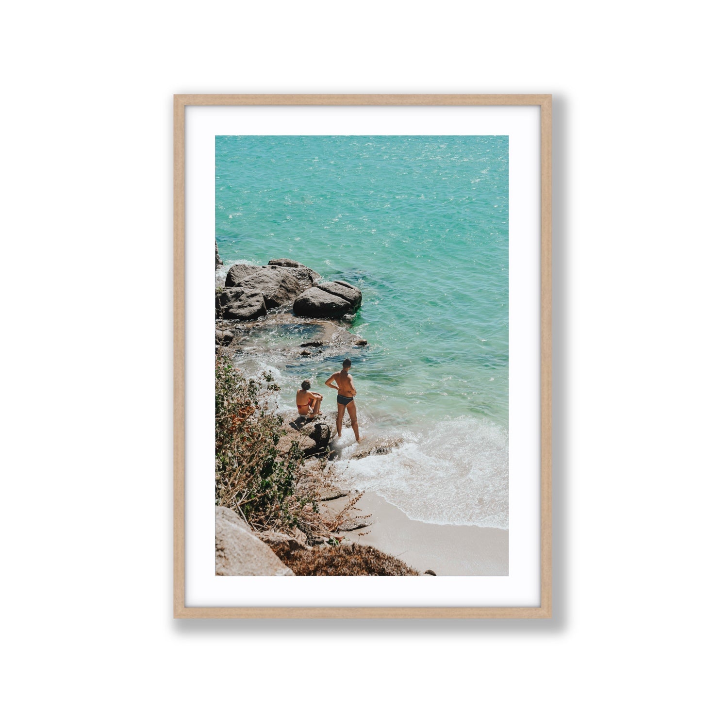 Scene Stealers Mykonos Greek island wall art Extra Large fine art print in natural oak frame with matboard