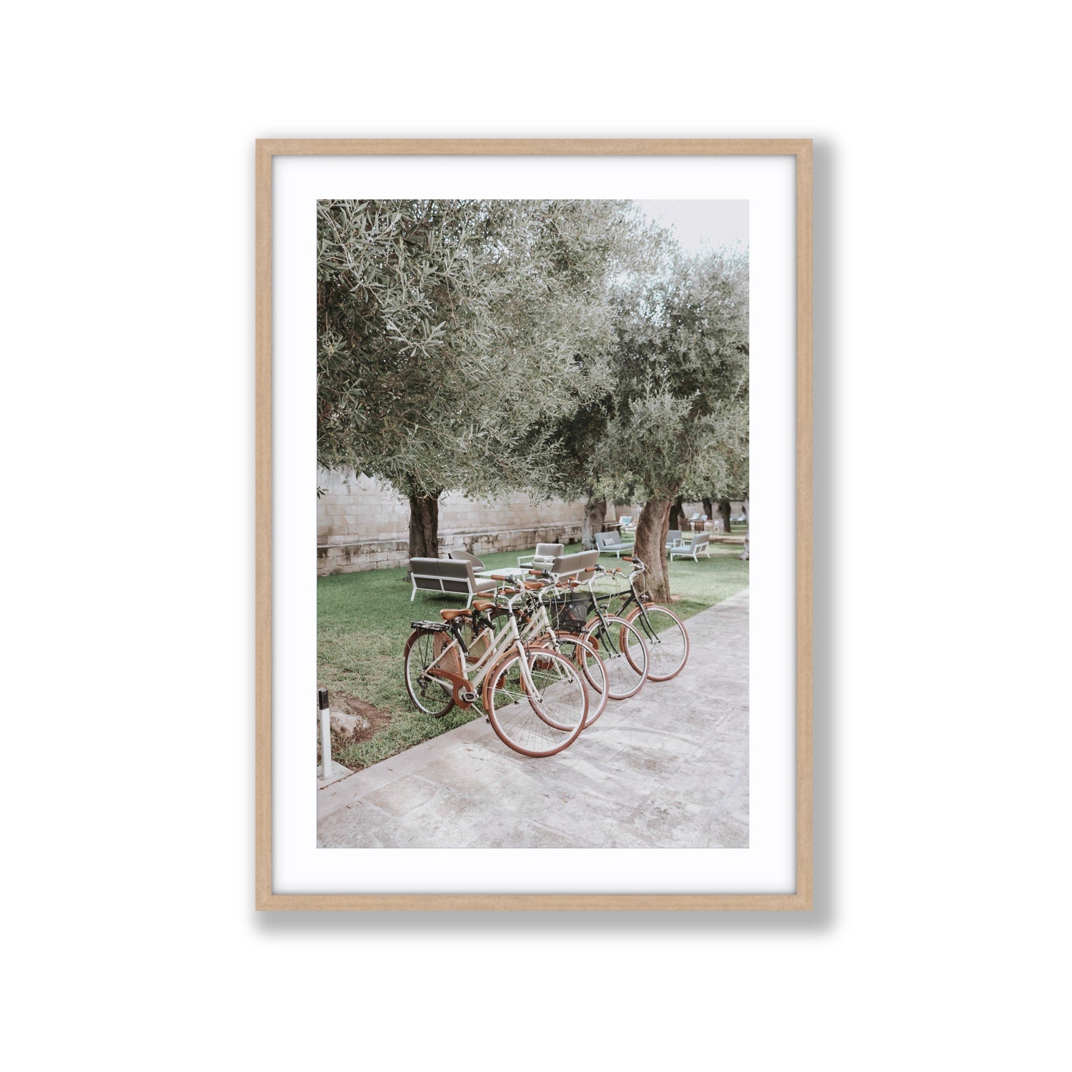 Classic Cruisers Puglia wall art Extra Large fine art print in natural oak frame with matboard