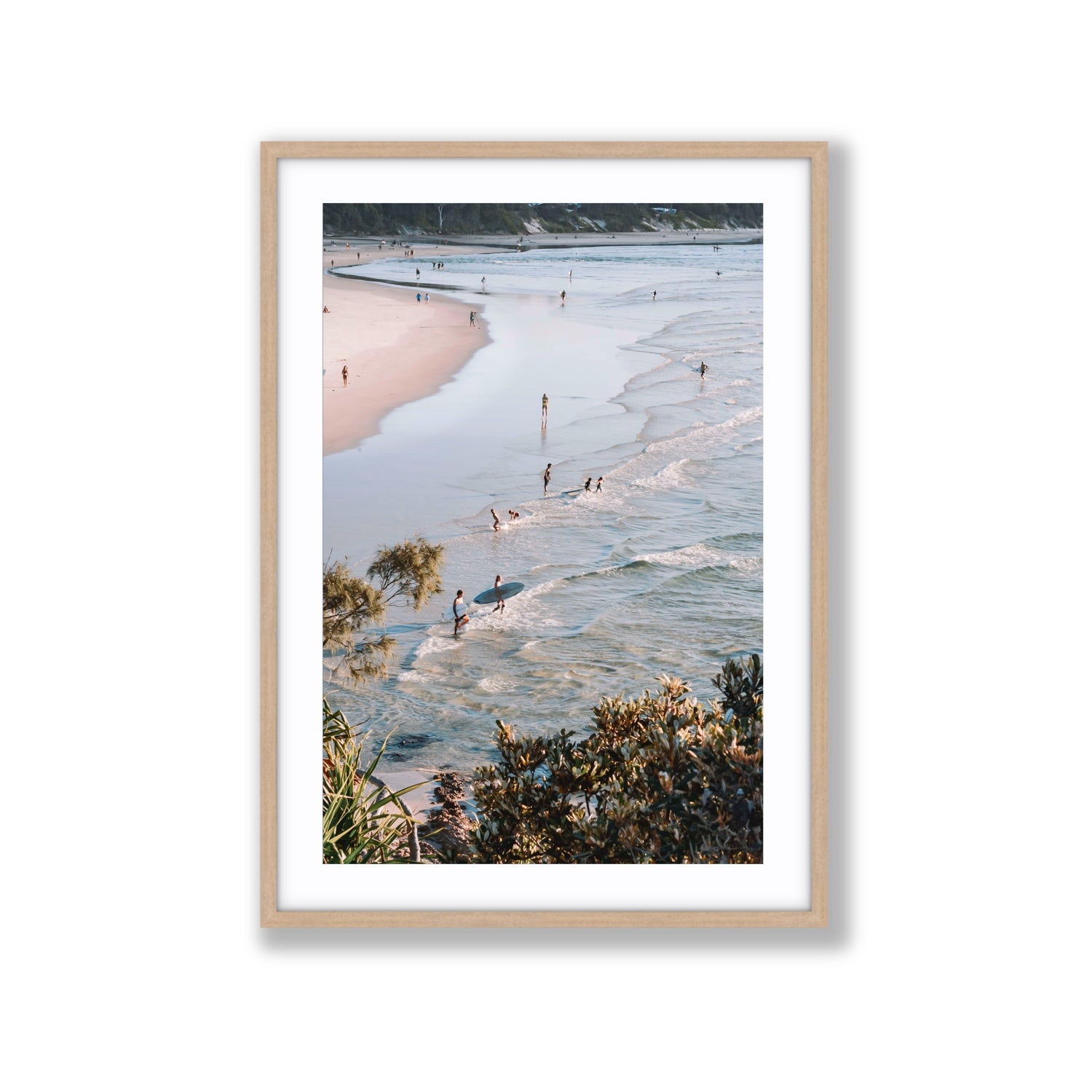 Healing Waters fine art print, Byron Bay, Australia, Extra Large, Natural Oak Frame · Matboard, Fine Art Print