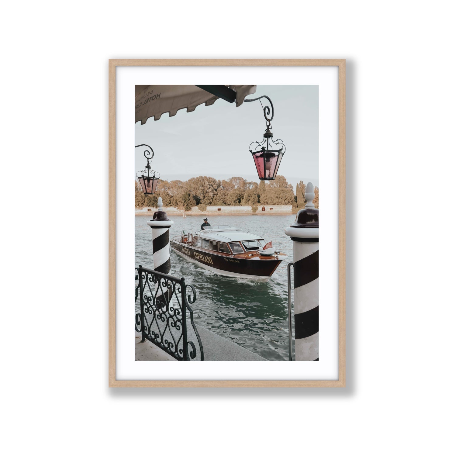 Taxi Shuttle Venice wall art Extra Large fine art print in natural oak frame with matboard