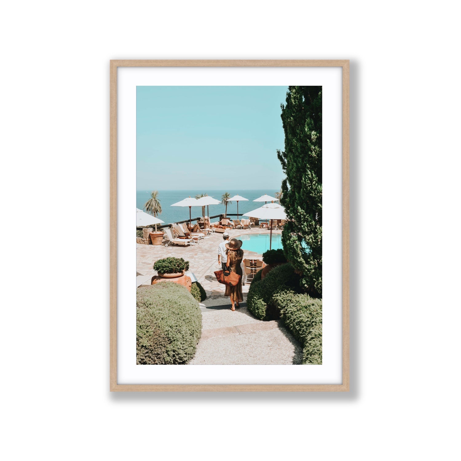The World Is Your Catwalk Tuscany coastal wall art Extra Large fine art print in natural oak frame with matboard