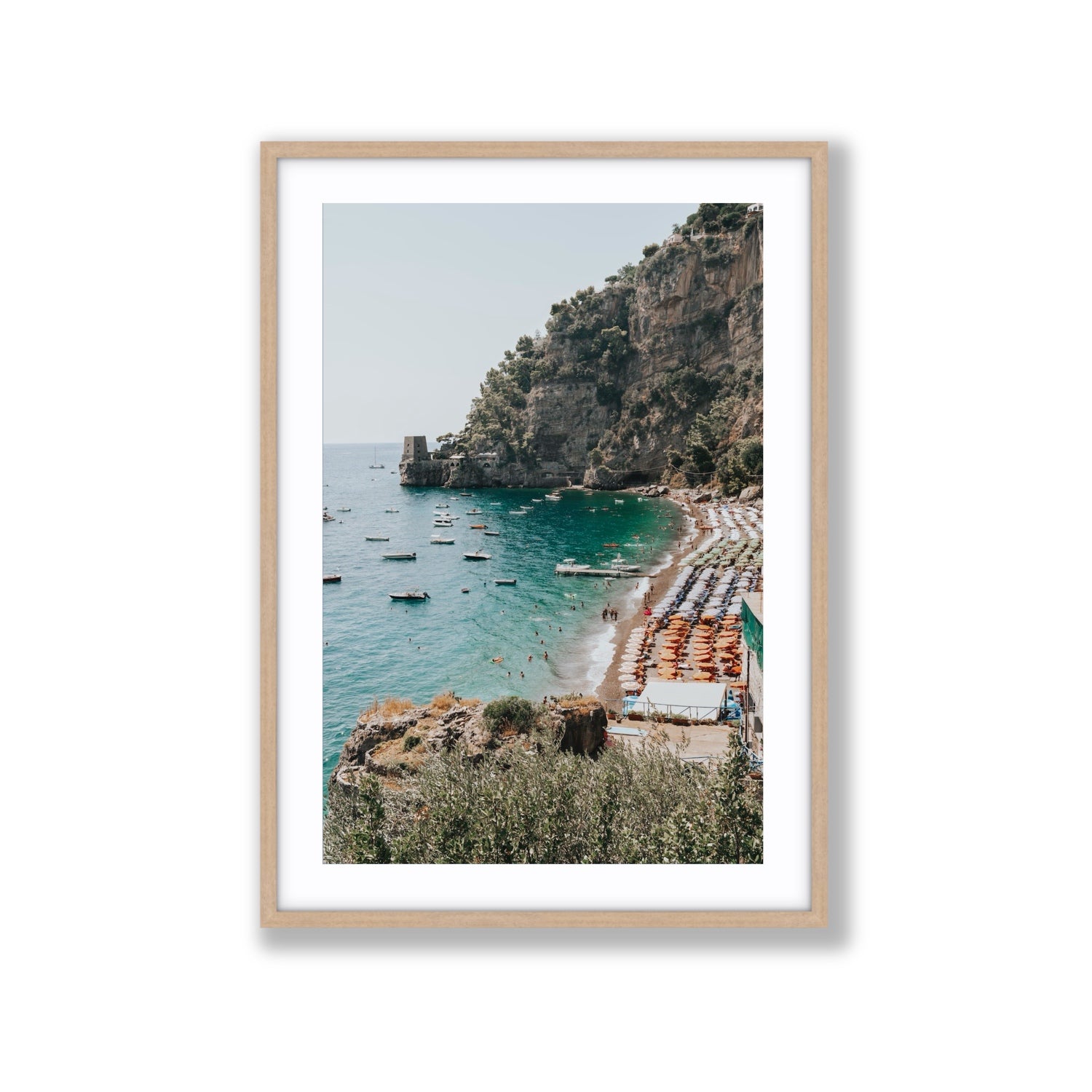 Baia dei Sogni fine art print, Positano, Italy, Extra Large, Natural Oak Frame · Matboard, Fine Art Print