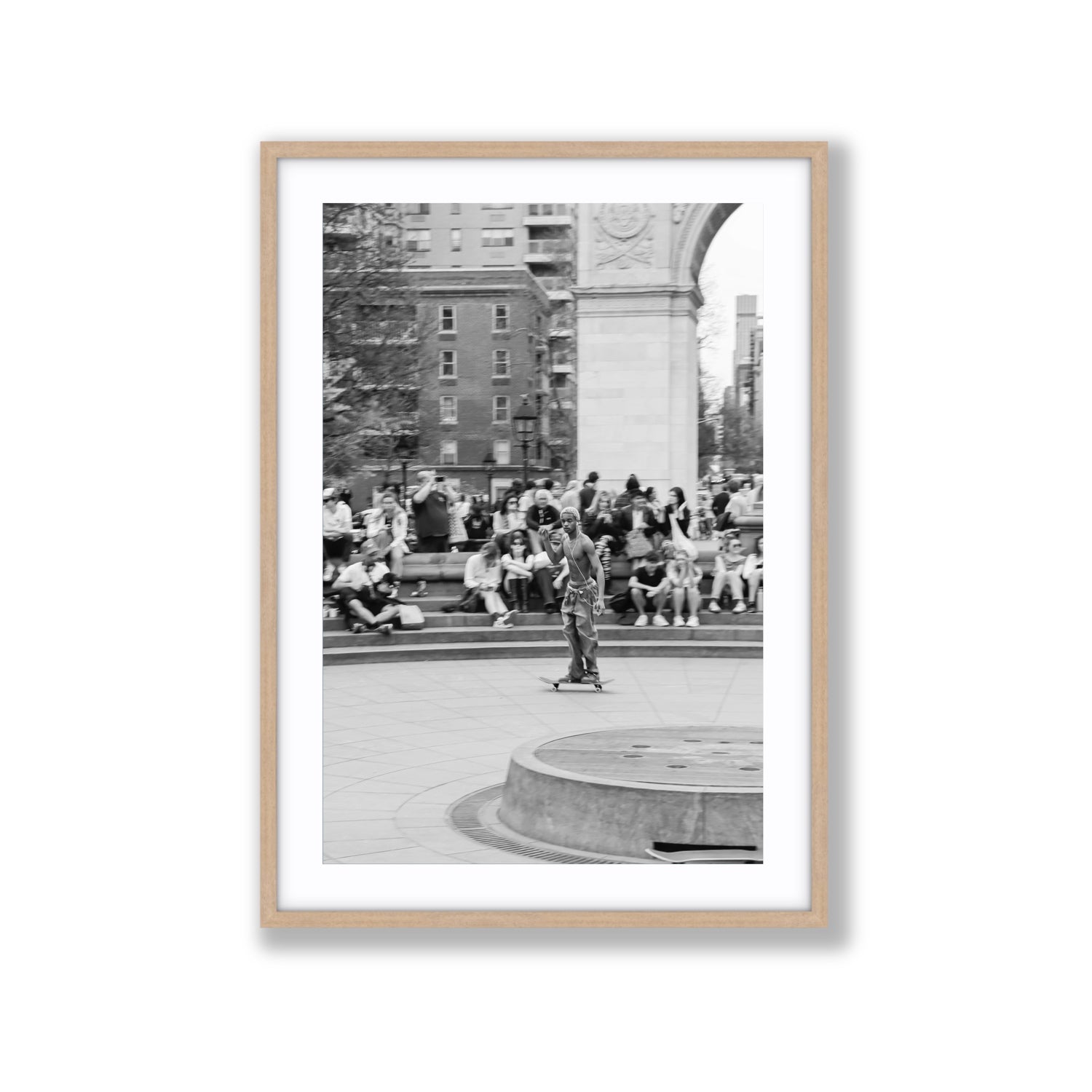 Parkside Pirouettes New York NYC Black & White wall art Extra Large fine art print in natural oak frame with matboard