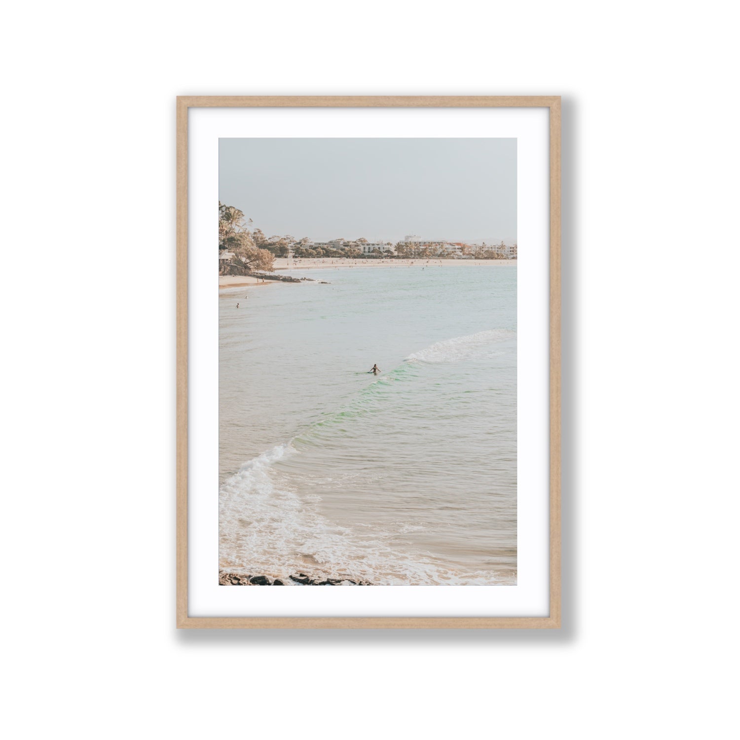 Salt Reverie fine art print, Noosa, Australia, coastal scenes artwork, Extra Large, Natural Oak Frame · Matboard, Fine Art Print