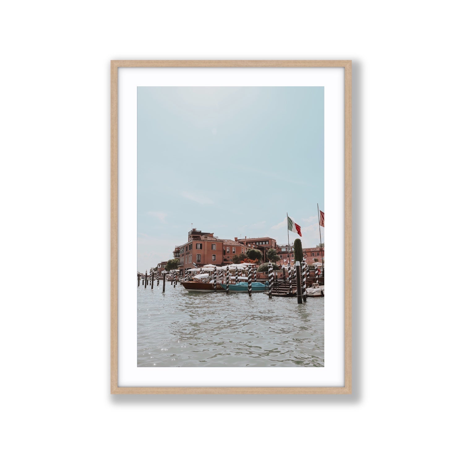 Giudecca Island Venice wall art Extra Large fine art print in natural oak frame with matboard