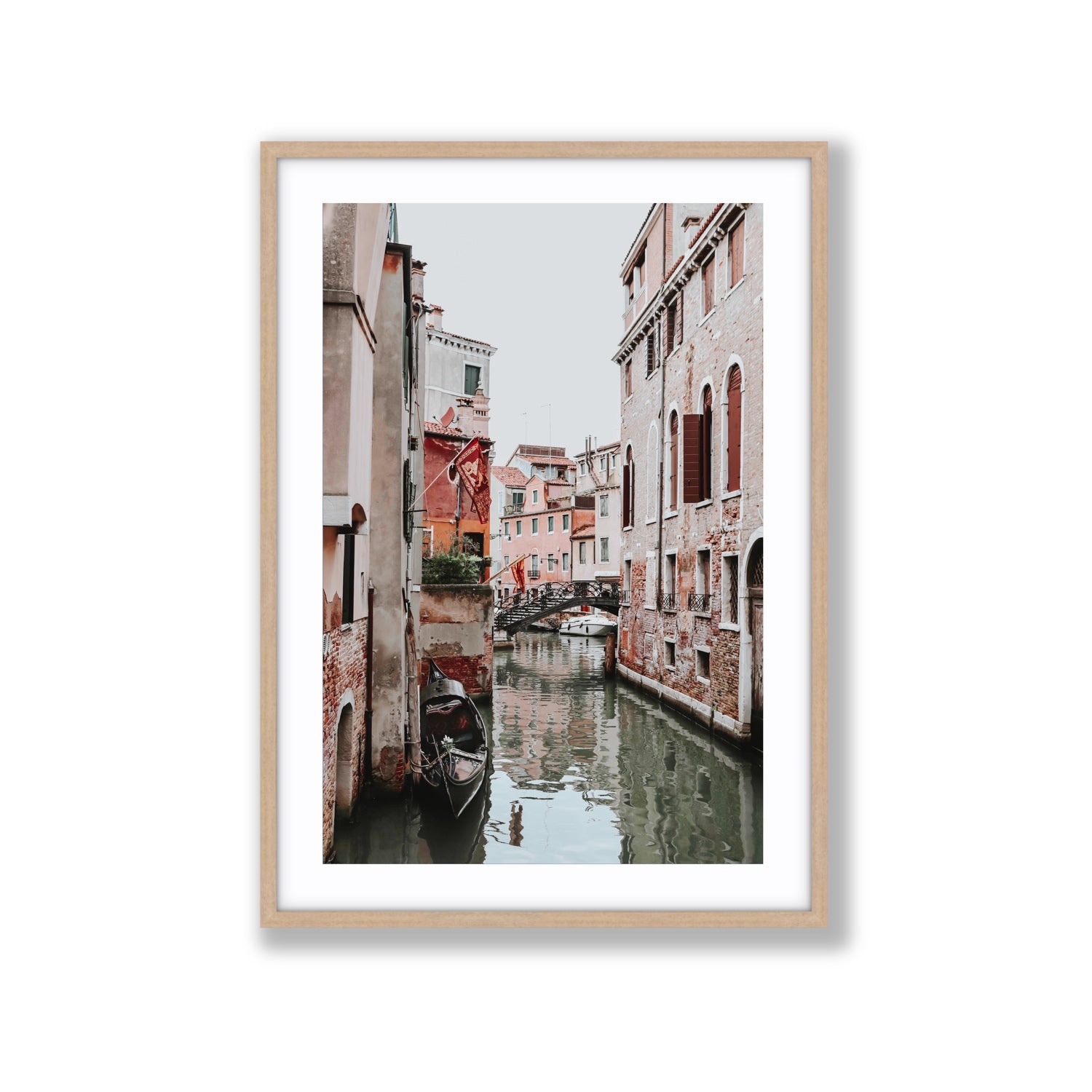 Laguna Veneta Venice Italian wall art Extra Large fine art print in natural oak frame with matboard