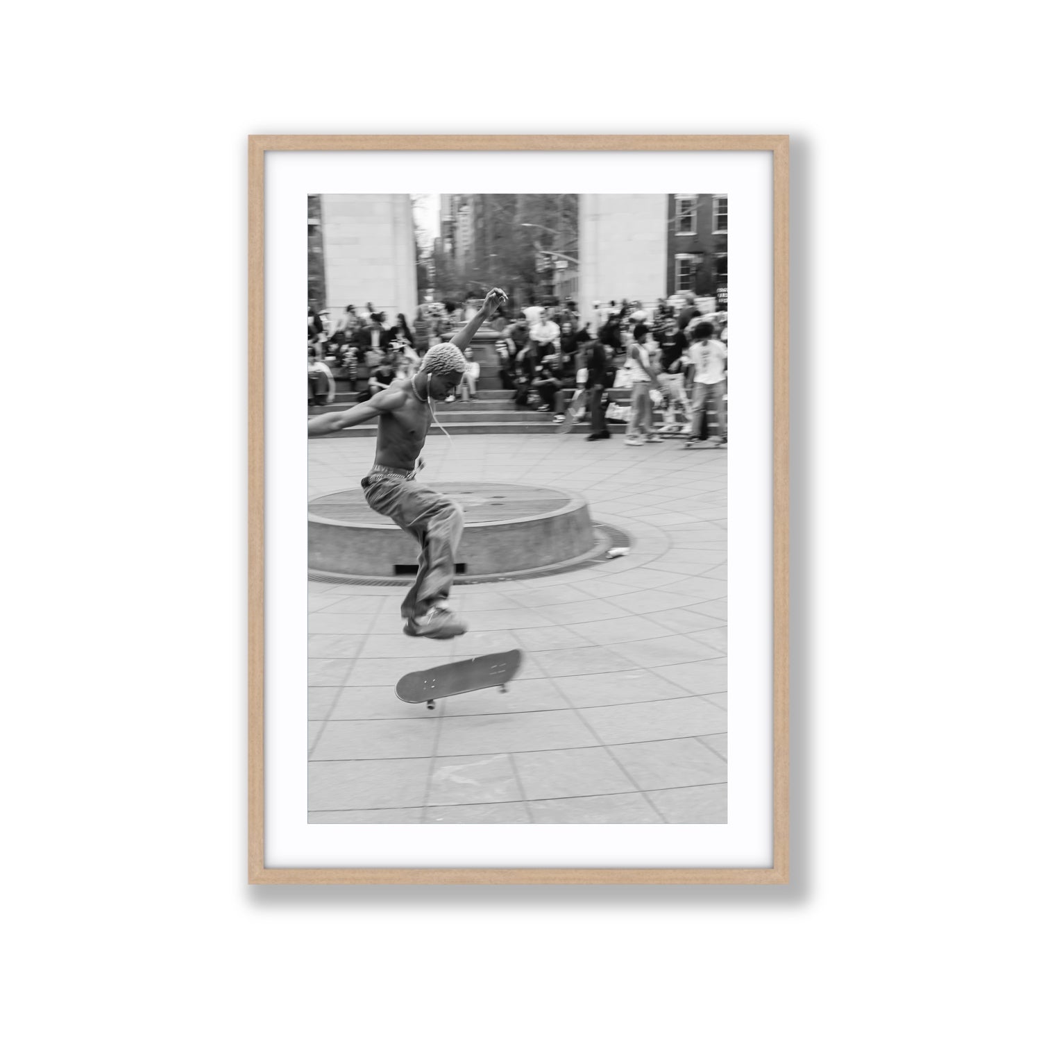 Airborne Rhythms New York NYC Black & White wall art Extra Large fine art print in natural oak frame with matboard