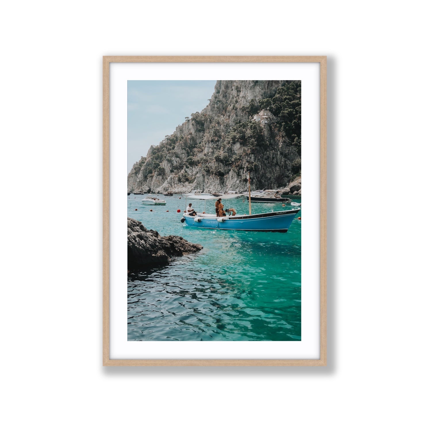 Emerald Escape fine art print, Capri, Italy, Extra Large, Natural Oak Frame · Matboard, Fine Art Print