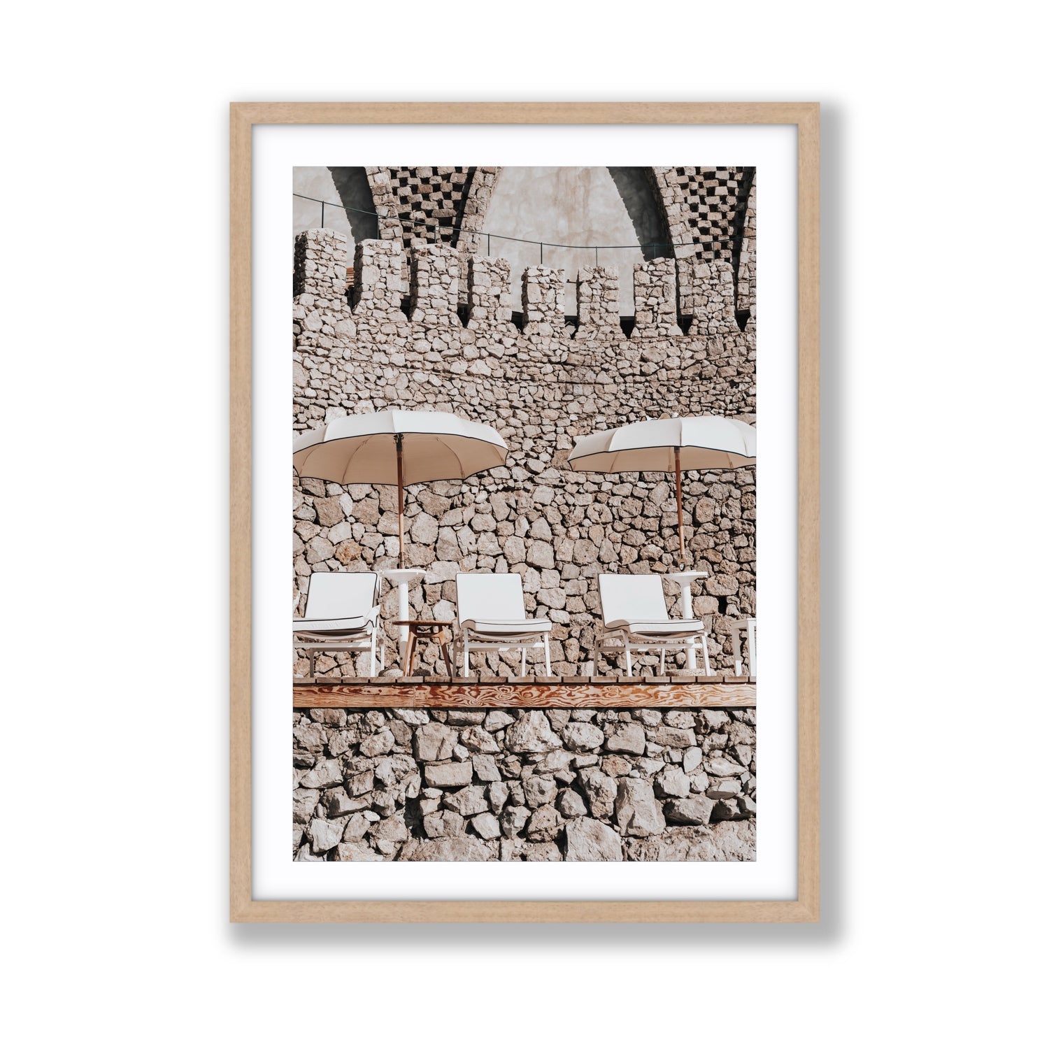 Pietra Amalfitana fine art print, Amalfi, Italy, luxury escapes artwork, Giant, Natural Oak Frame · Matboard, Fine Art Print