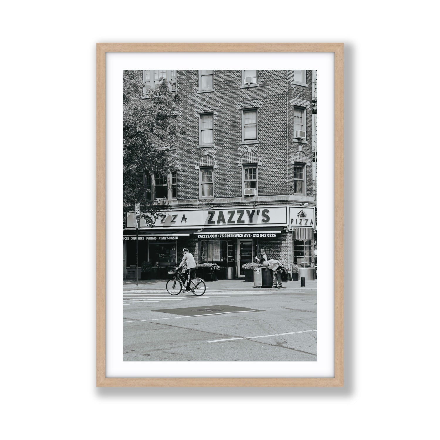 Zazzy's New York NYC Black & White wall art Giant fine art print in natural oak frame with matboard