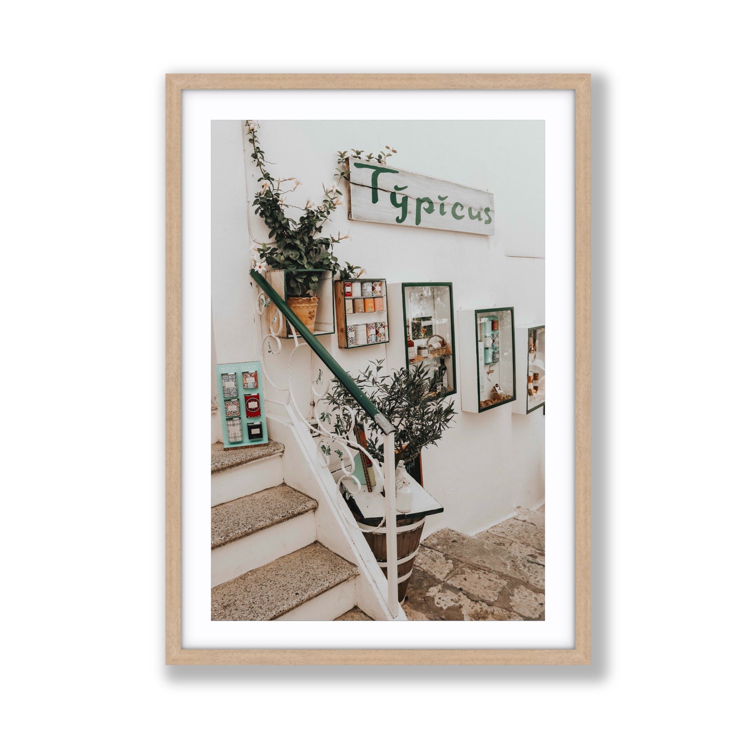 Il Negozio Puglia Ostuni wall art Giant fine art print in natural oak frame with matboard