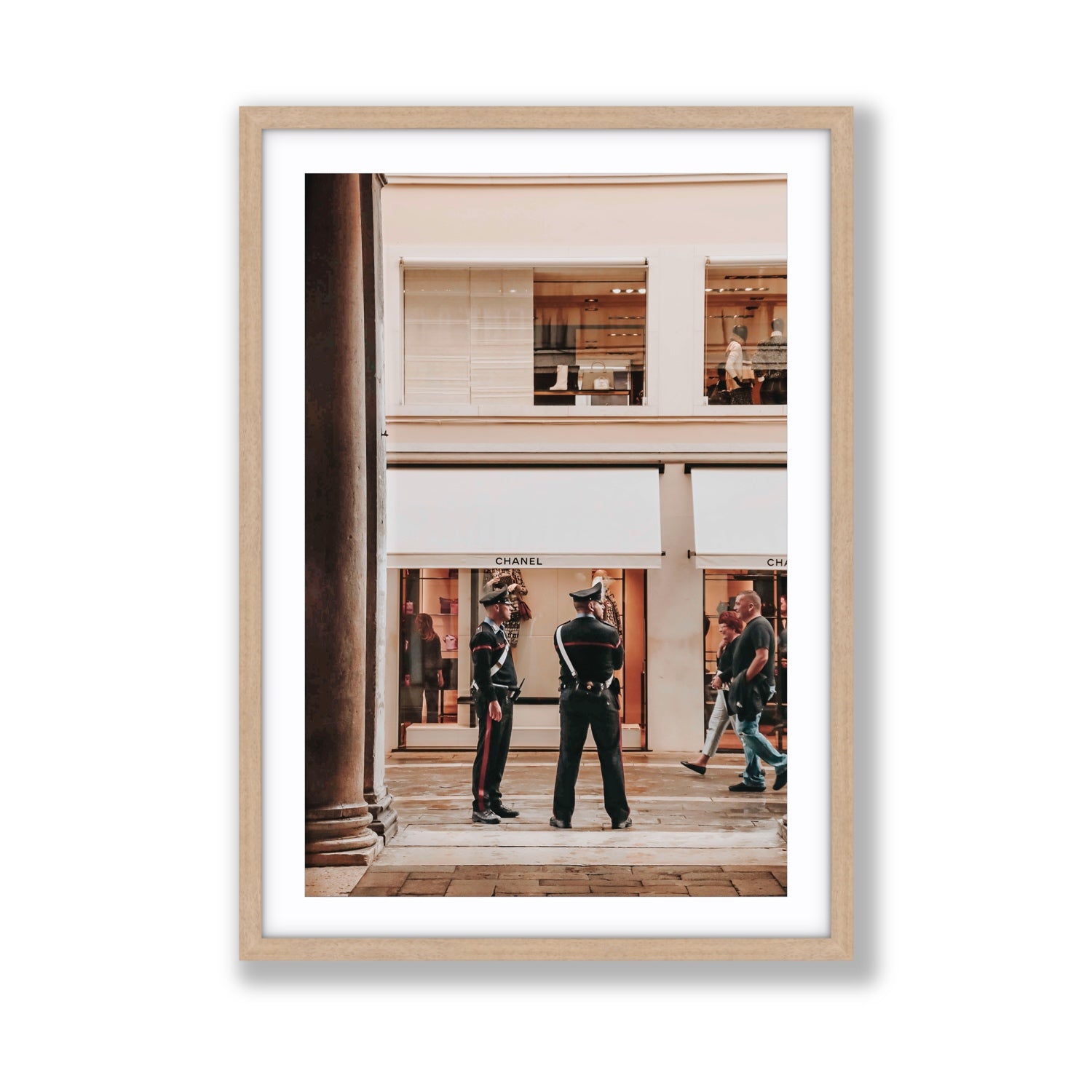 Style Police Venice Italian wall art Giant fine art print in natural oak frame with matboard