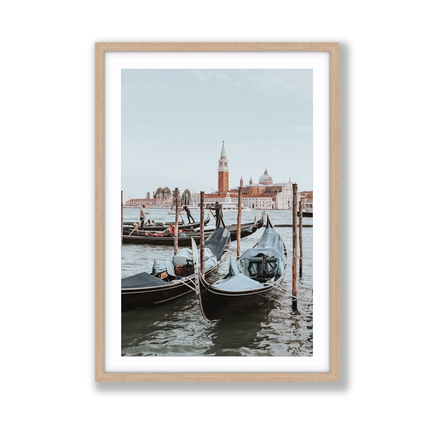 Italian Commute Venice Italian Mediterranean decor wall art Giant fine art print in natural oak frame with matboard