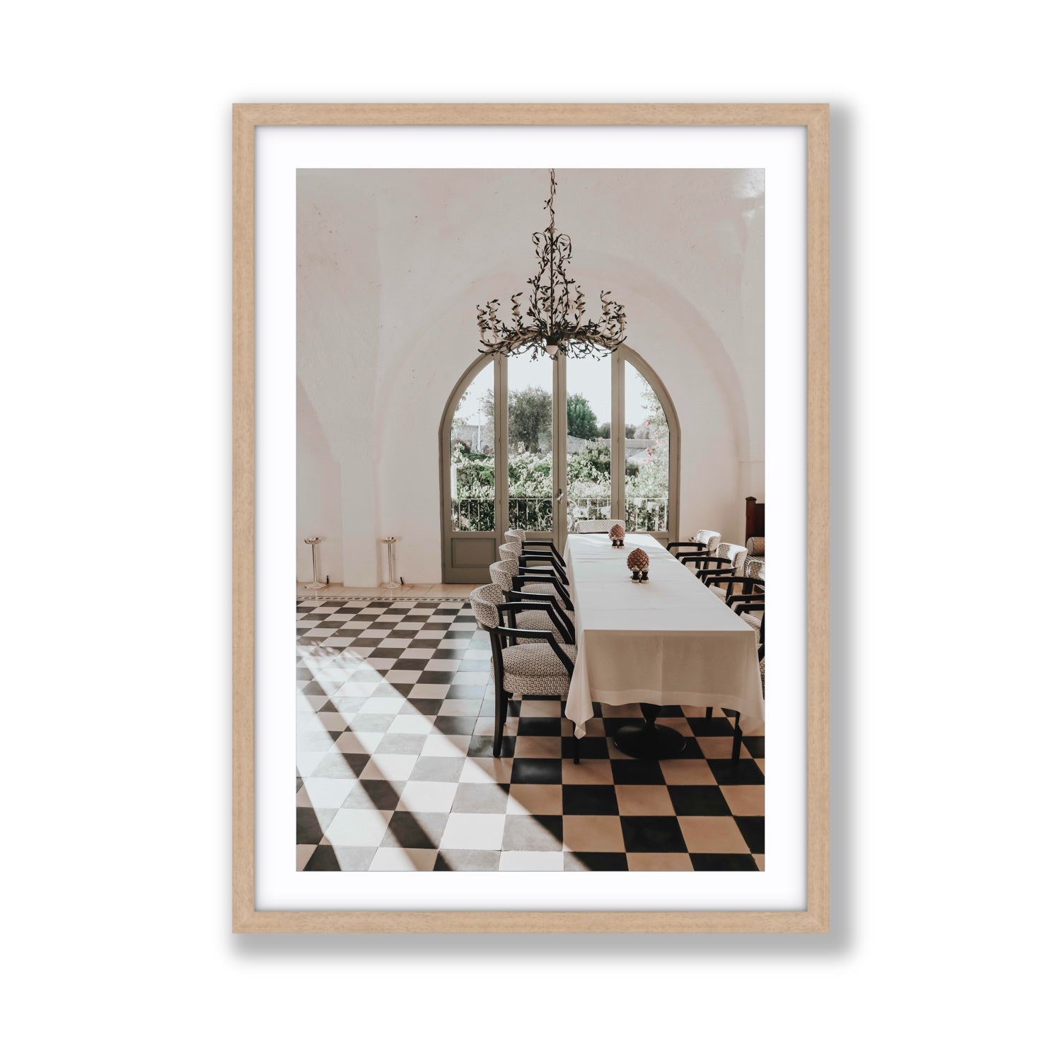 Sunbeam Feast Puglia Wall Italian fine art print Giant fine art print in natural oak frame with matboard