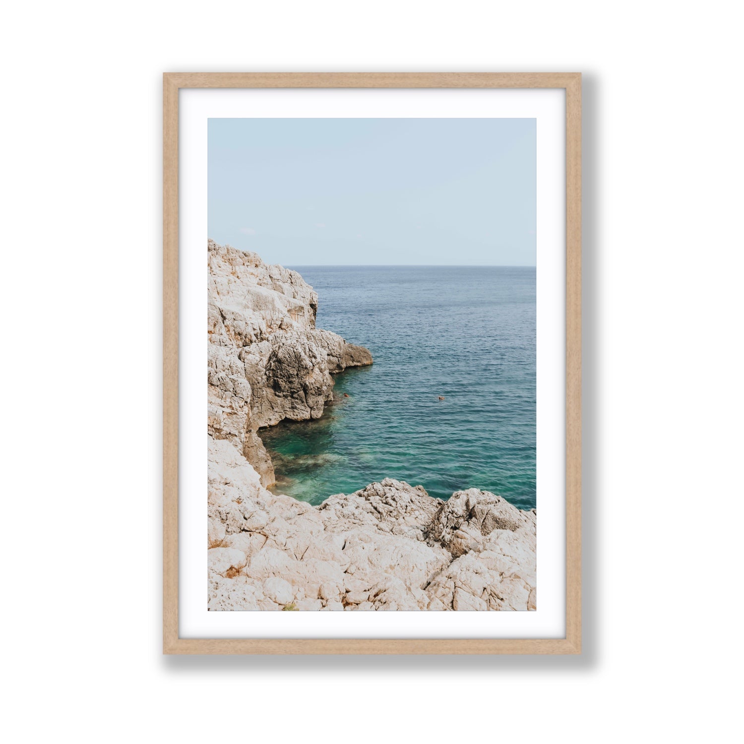 Healing Immersion Puglia Wall Mediterranean fine art print Giant fine art print in natural oak frame with matboard