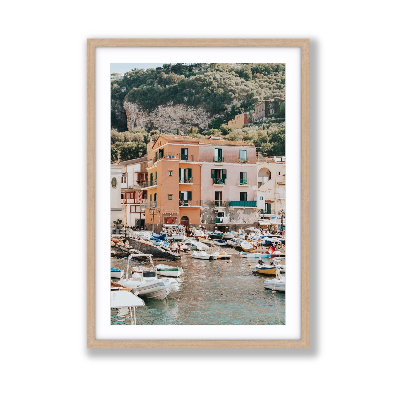 Boatyard Bliss fine art print, Sorrento, Italy, Giant, Natural Oak Frame · Matboard, Fine Art Print