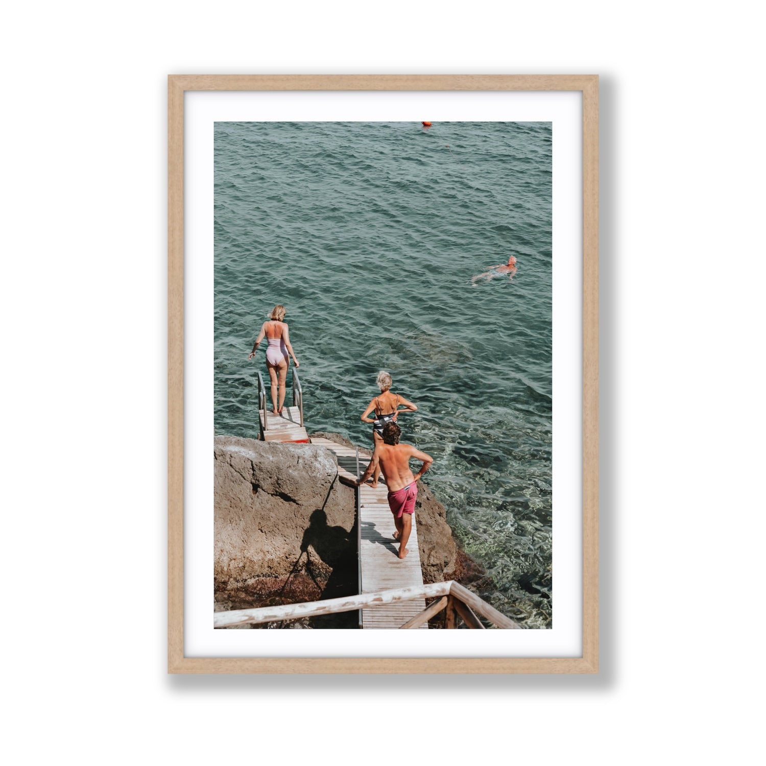 Freewheeling Spirit Tuscany coastal Italian wall art Giant fine art print in natural oak frame with matboard