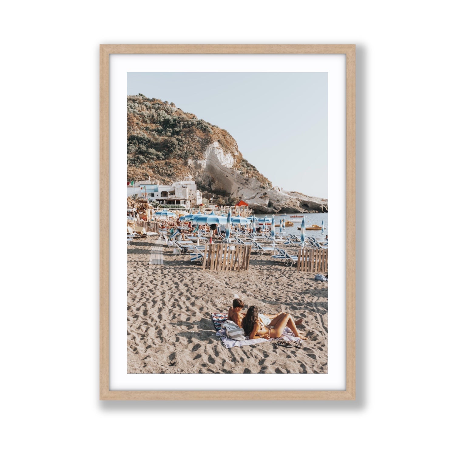 Beach Buddies fine art print, Ischia, Italy, Giant, Natural Oak Frame · Matboard, Fine Art Print