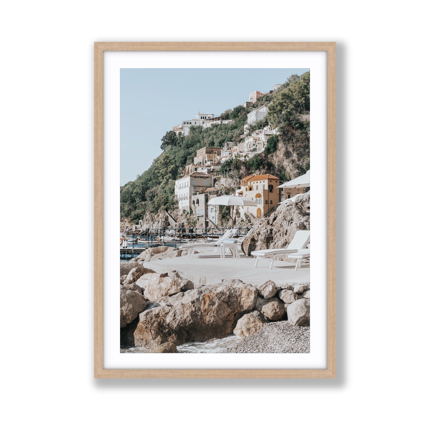 Dolce Coast Amalfi travel photography wall art giant fine art print in natural oak frame with matboard