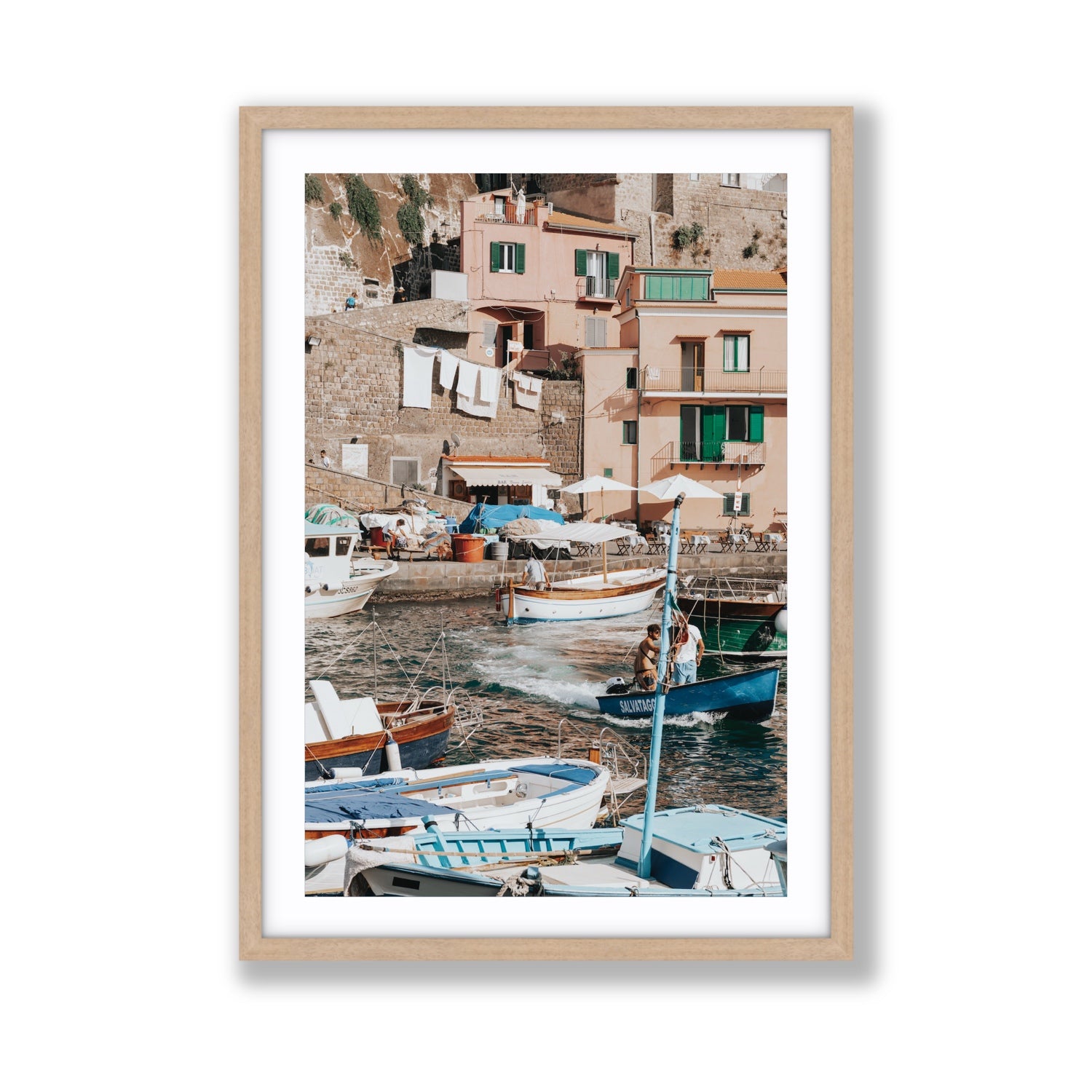 Coastal Carousel fine art print, Sorrento, Italy, Giant, Natural Oak Frame · Matboard, Fine Art Print