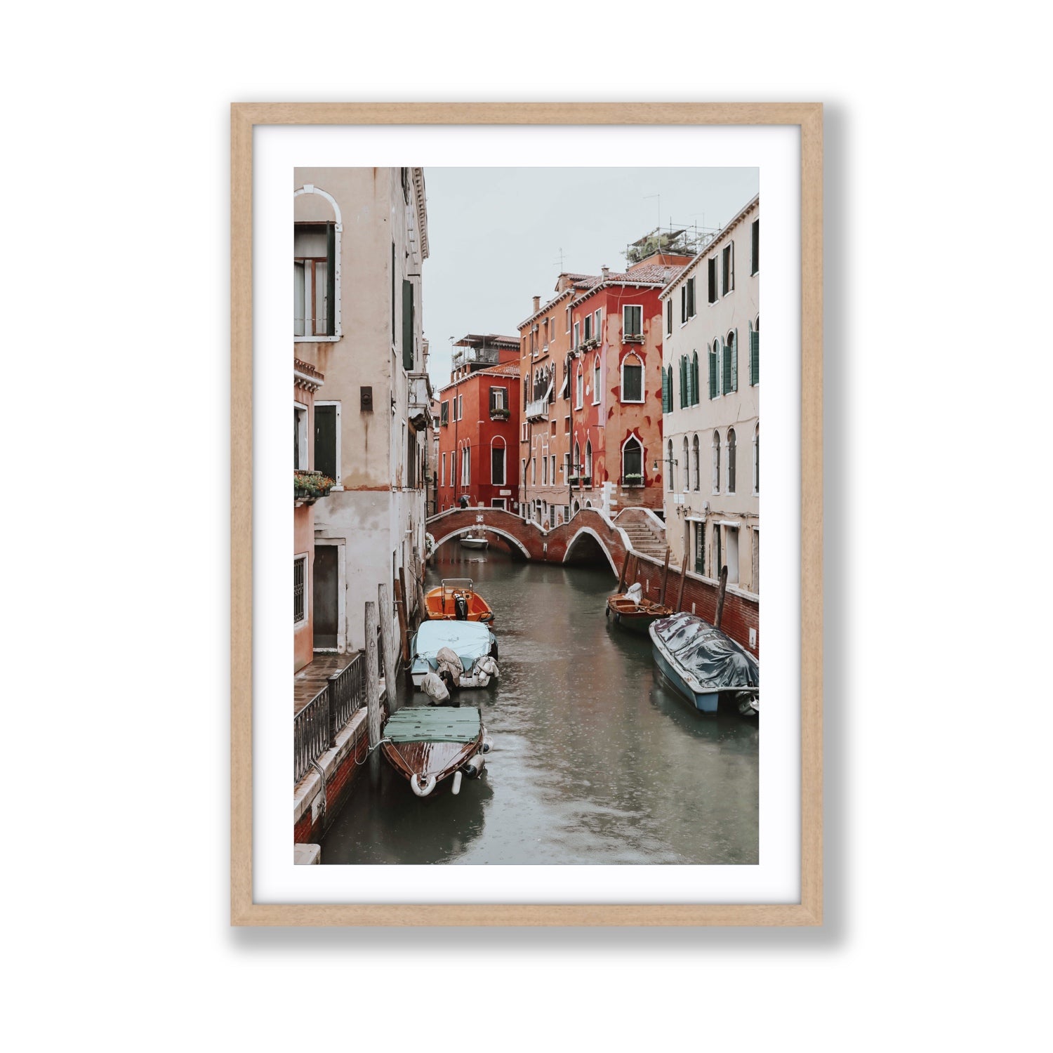 City of Water Venice Italian Mediterranean decor wall art Giant fine art print in natural oak frame with matboard