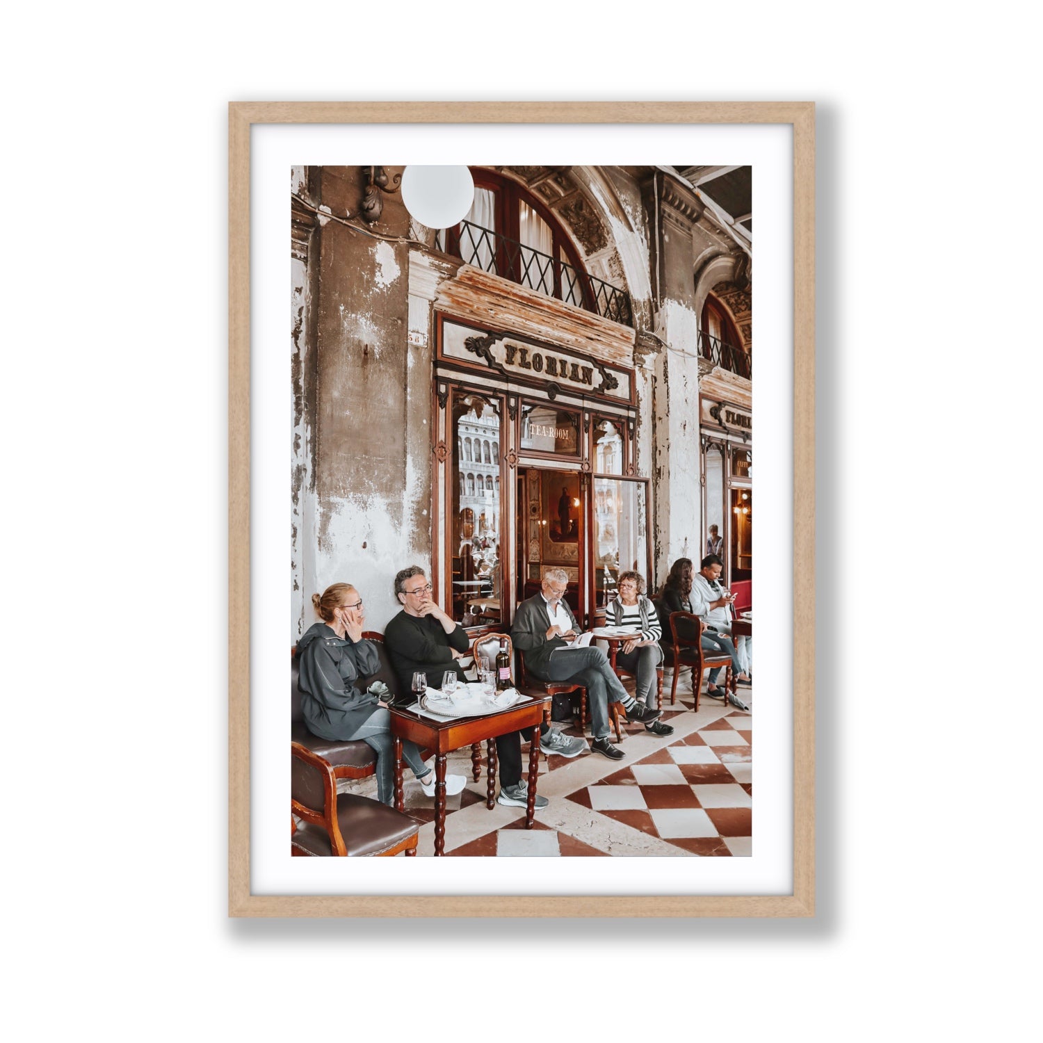 Tea Room Venice Italian wall art Giant fine art print in natural oak frame with matboard