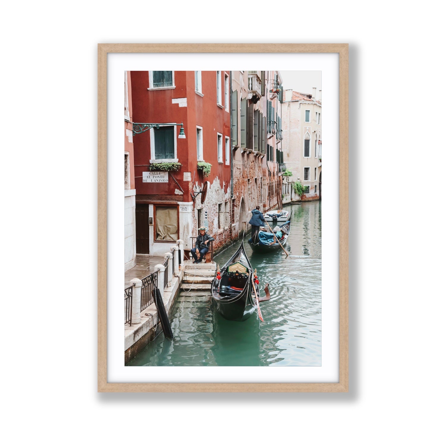 The Merchant Venice Canal Italian wall art Giant fine art print in natural oak frame with matboard