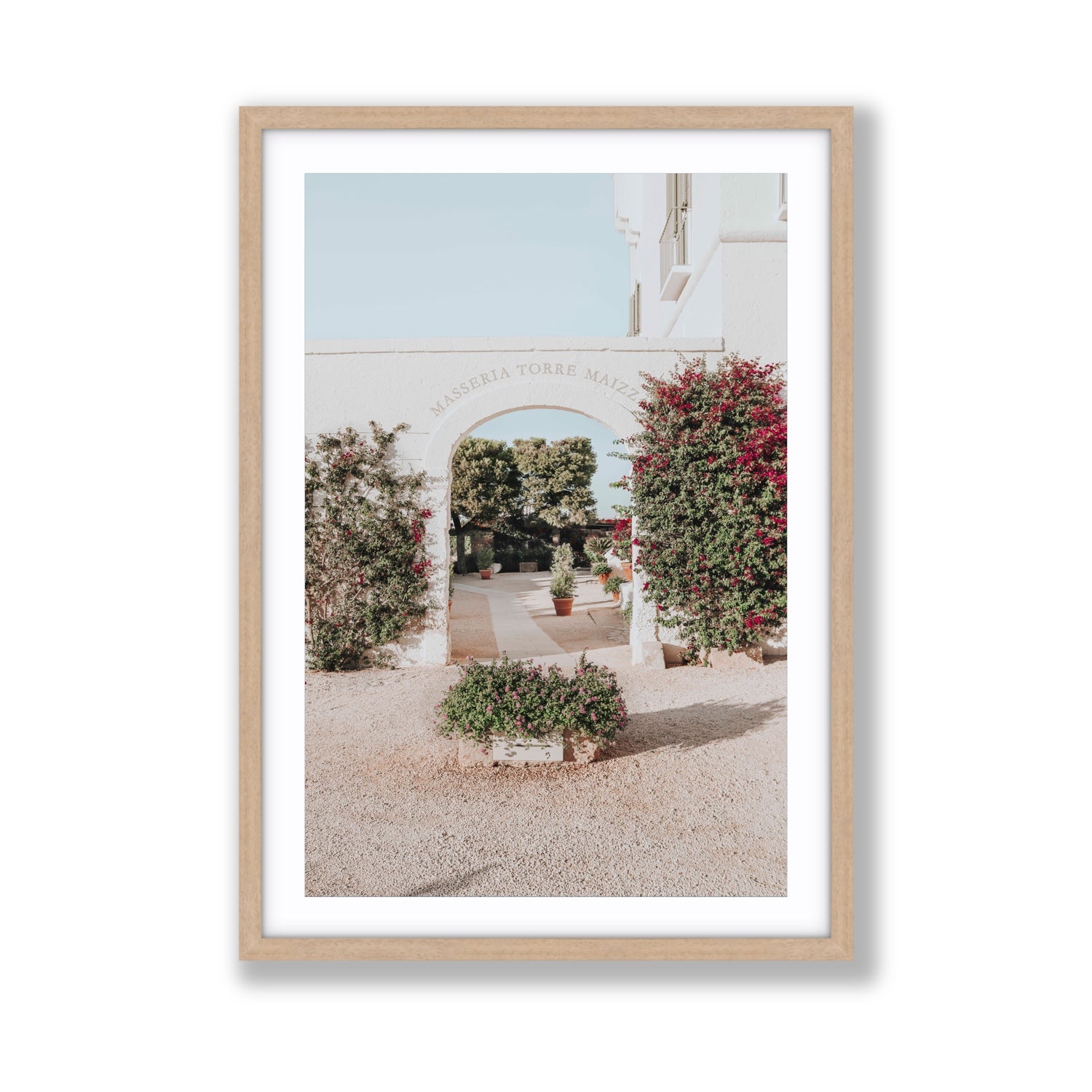Torre Maizza Puglia Italian wall art Giant fine art print in natural oak frame with matboard