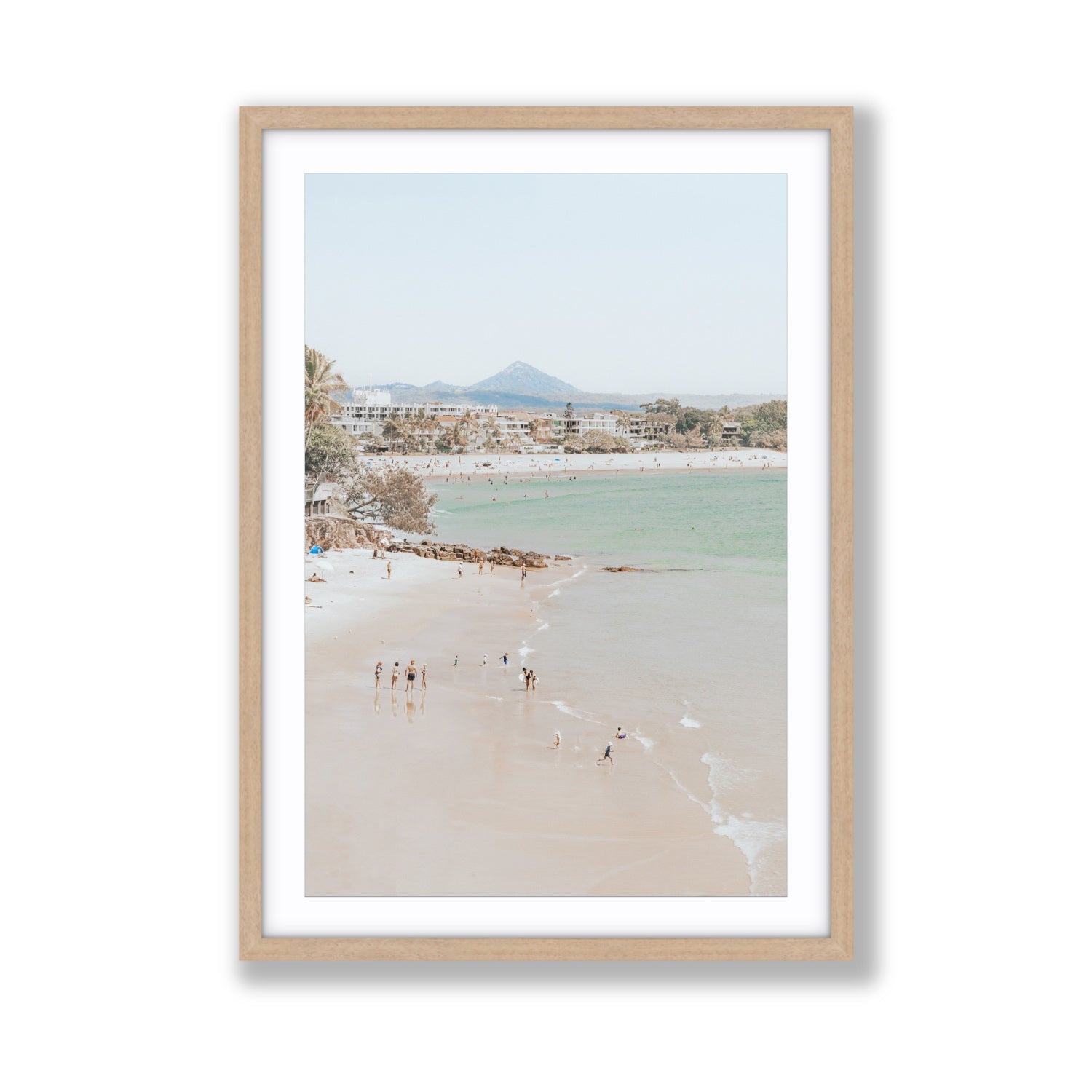 Little Cove Shallows fine art print, Noosa, Australia, coastal scenes artwork, Giant, Natural Oak Frame · Matboard, Fine Art Print
