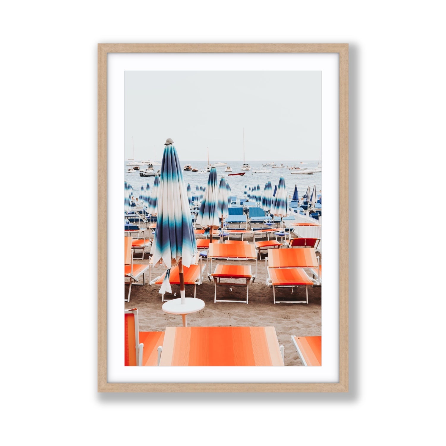 Orange Crush fine art print, Positano, Italy, Giant, Natural Oak Frame · Matboard, Fine Art Print