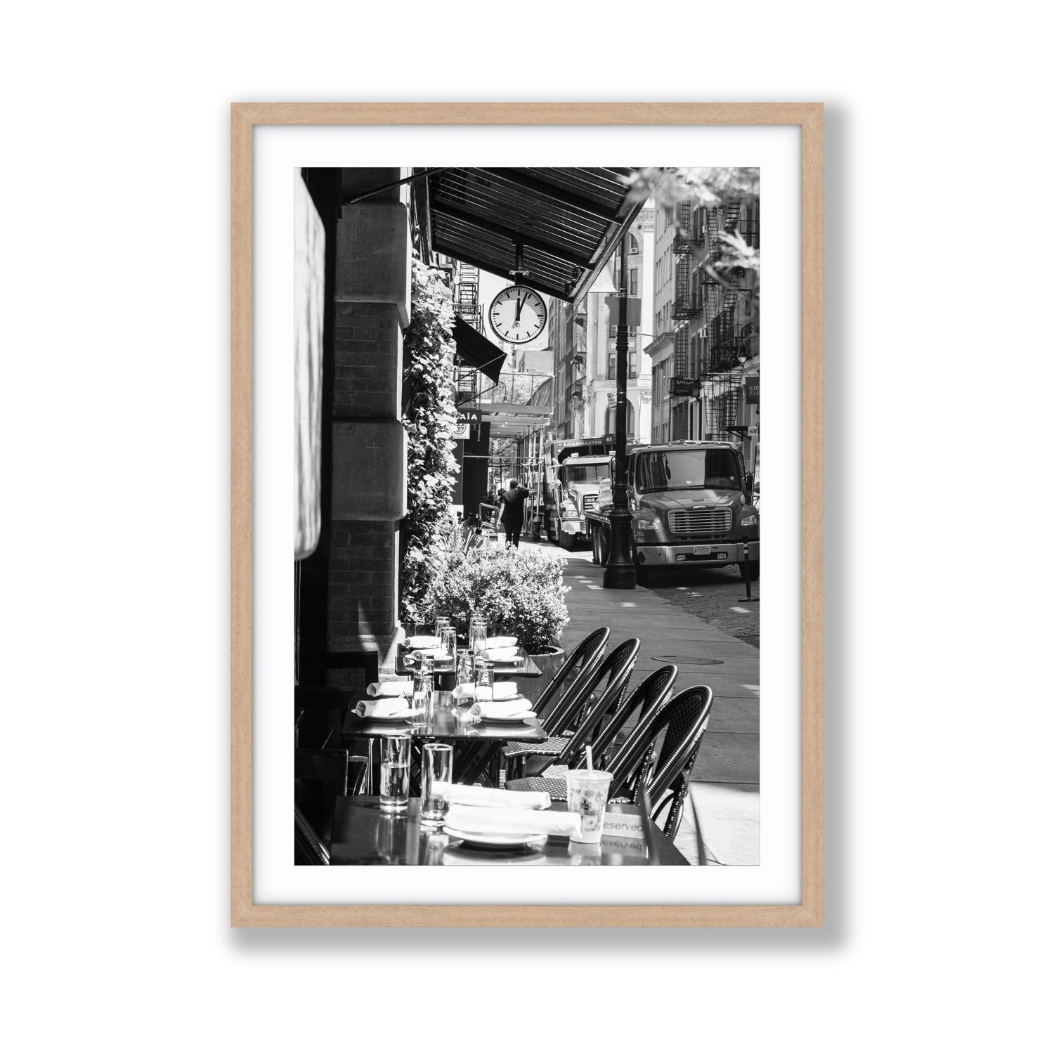 Mercer Street New York NYC Black & White wall art Giant fine art print in natural oak frame with matboard
